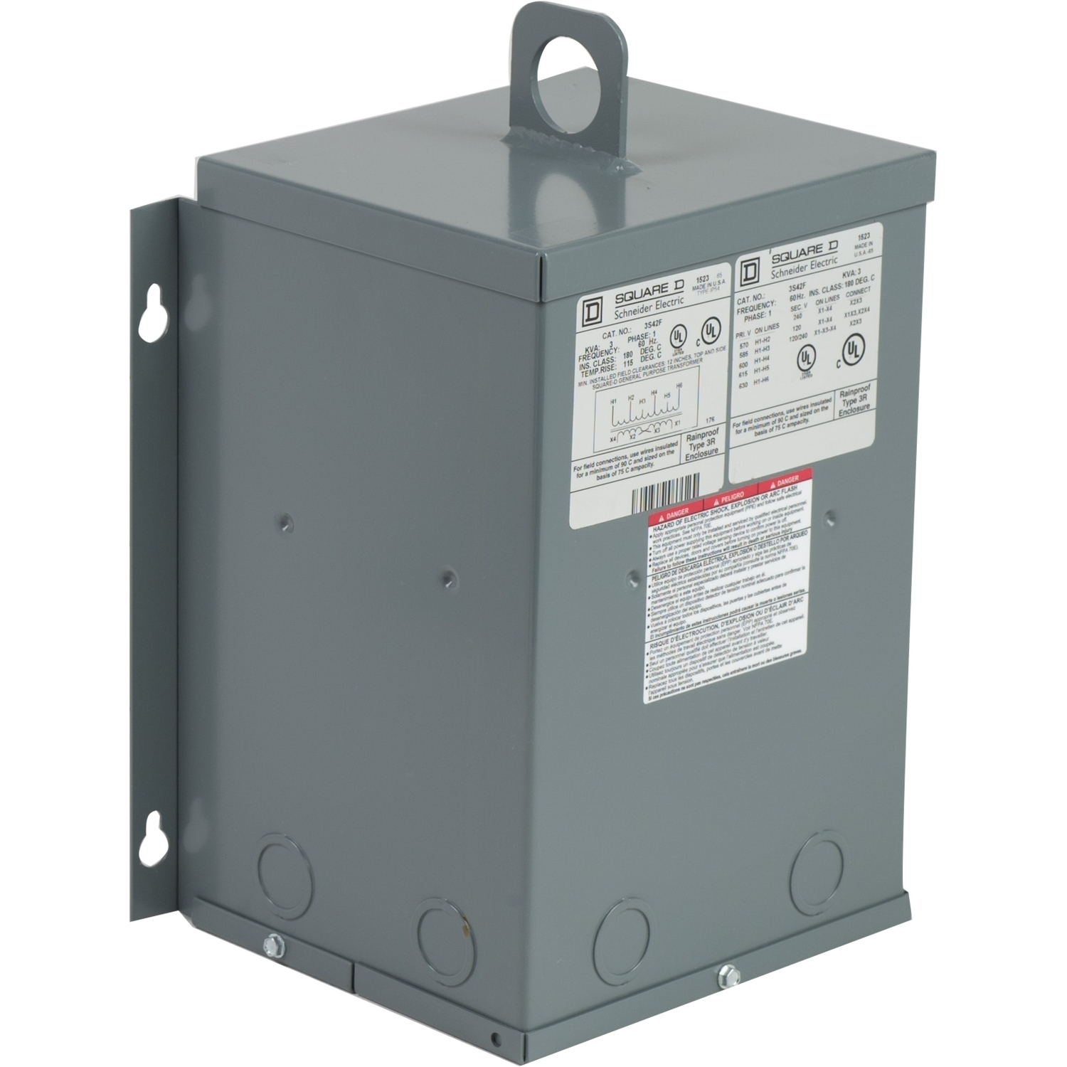 Transformer, dry type, encapsulated, 3kVA, 1 phase, 600V primary, 120/240V secondary, 10A, 115C rise [TAA]