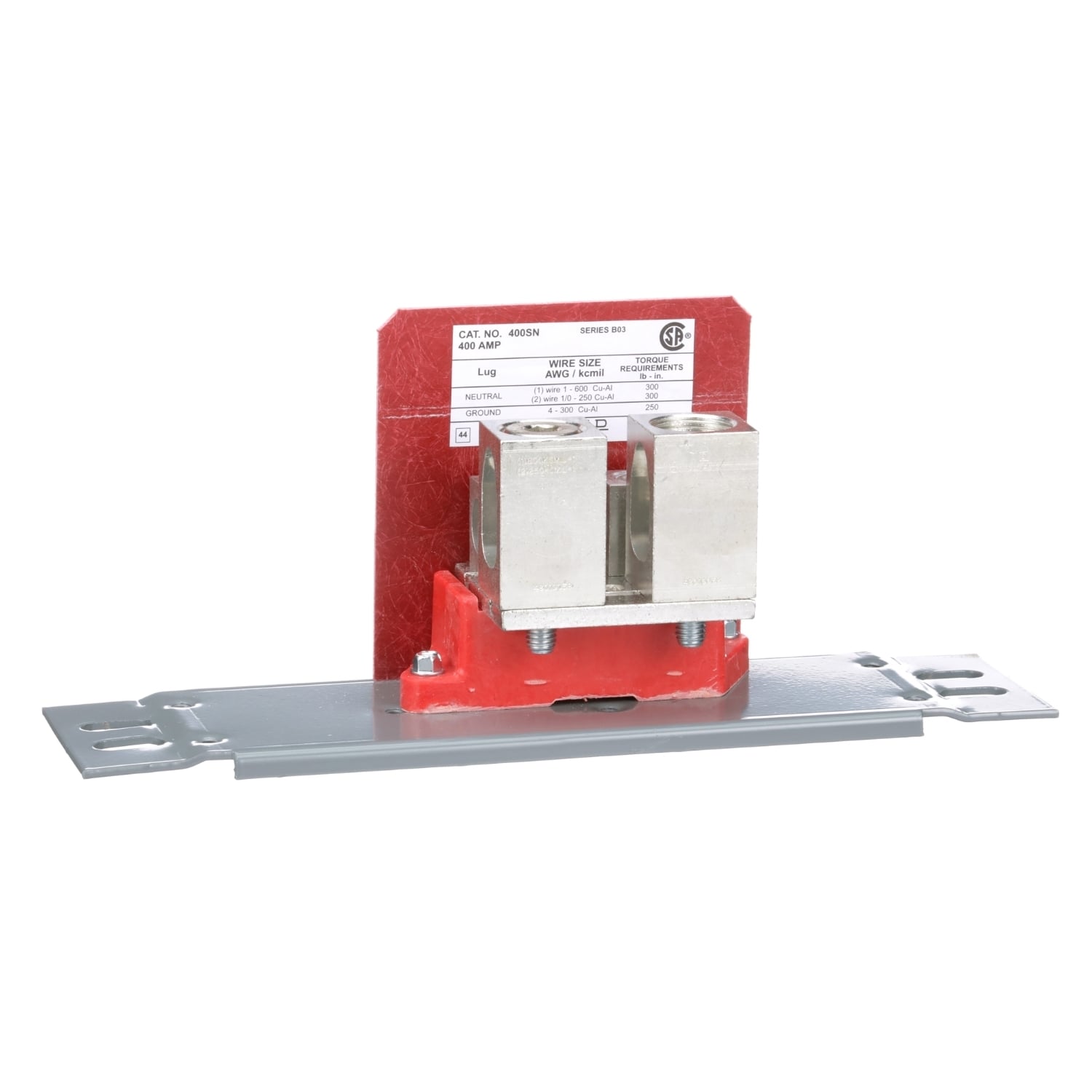 Solid neutral assembly kit, LA/LH circuit breaker, 400A, 1 AWG to 600kcmil