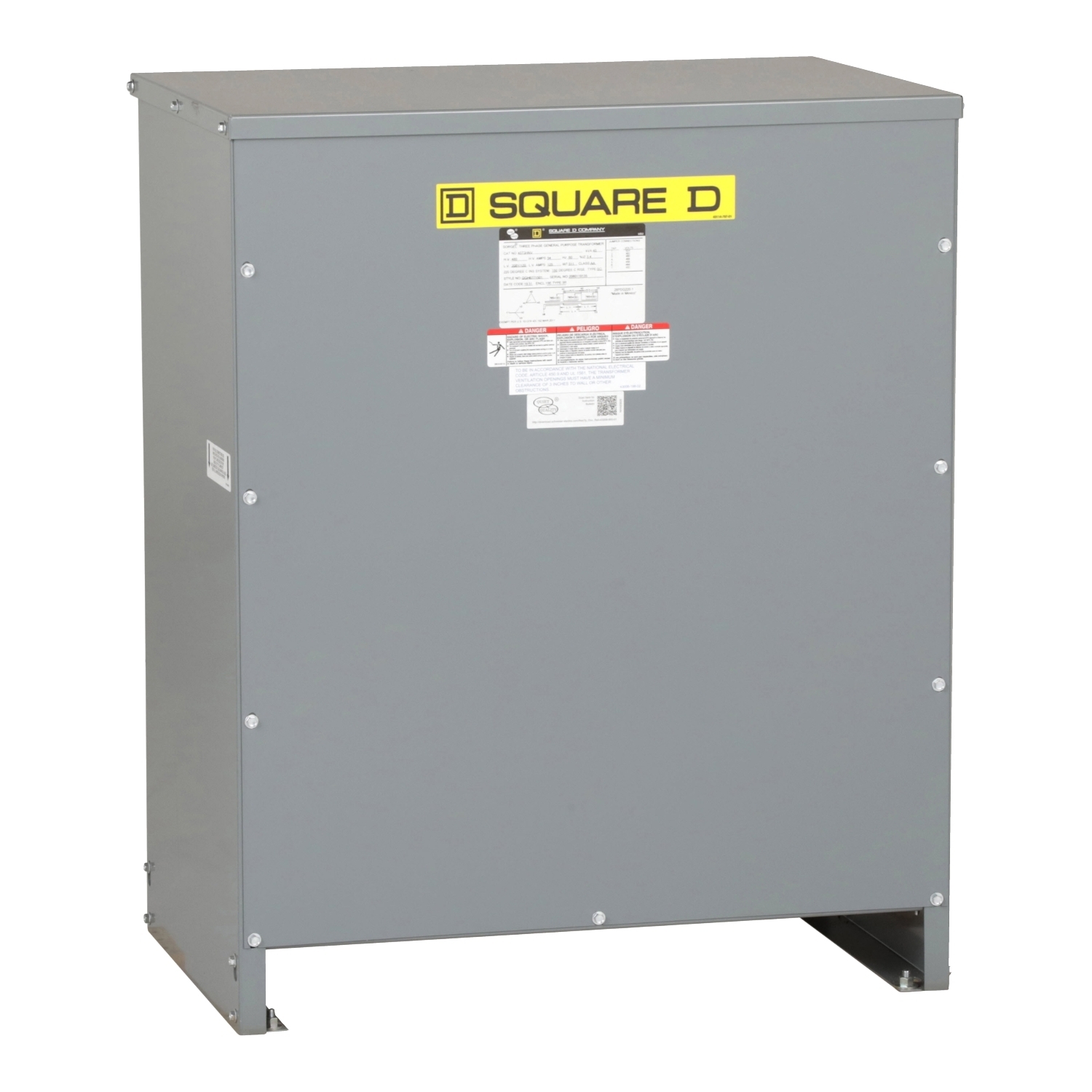 Transformer, dry type, nonventilated, 45kVA, 3 phase, 480V primary, 208Y/120V secondary, 19E, 150C rise