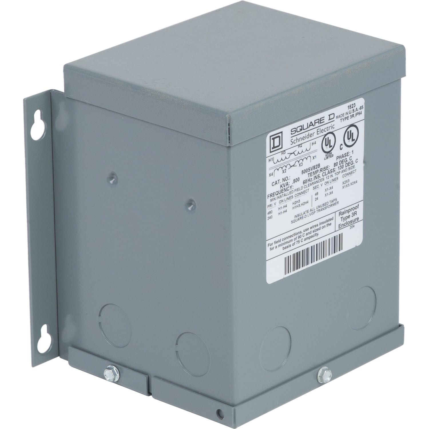Transformer, buck boost, encapsulated, 0.5kVA, 1 phase, 240x480V primary, 24/48V secondary, NEMA 3R, 80C rise