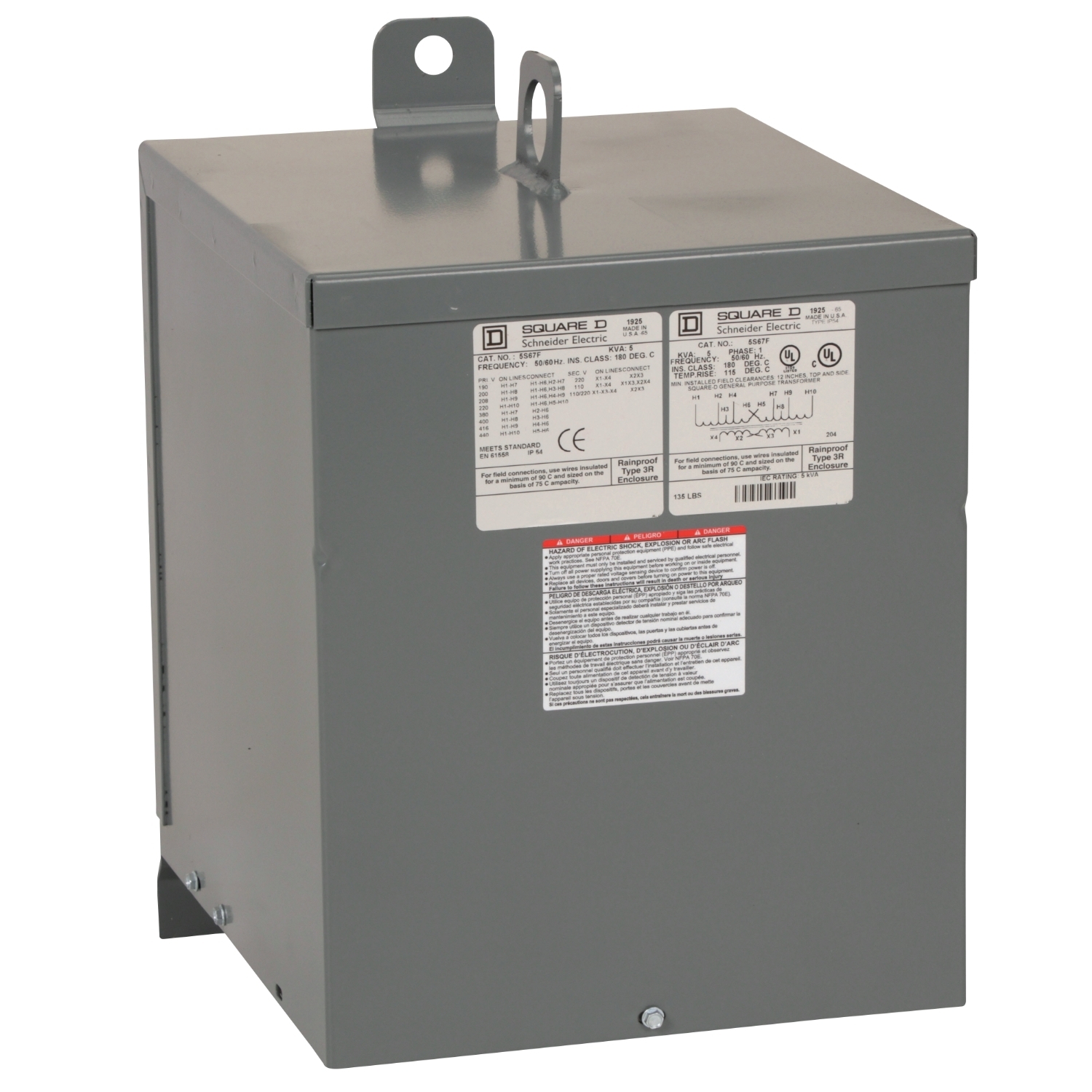 Transformer, dry type, encapsulated, 5kVA, 1 phase, multiple voltages, 13B, 115C rise [TAA]