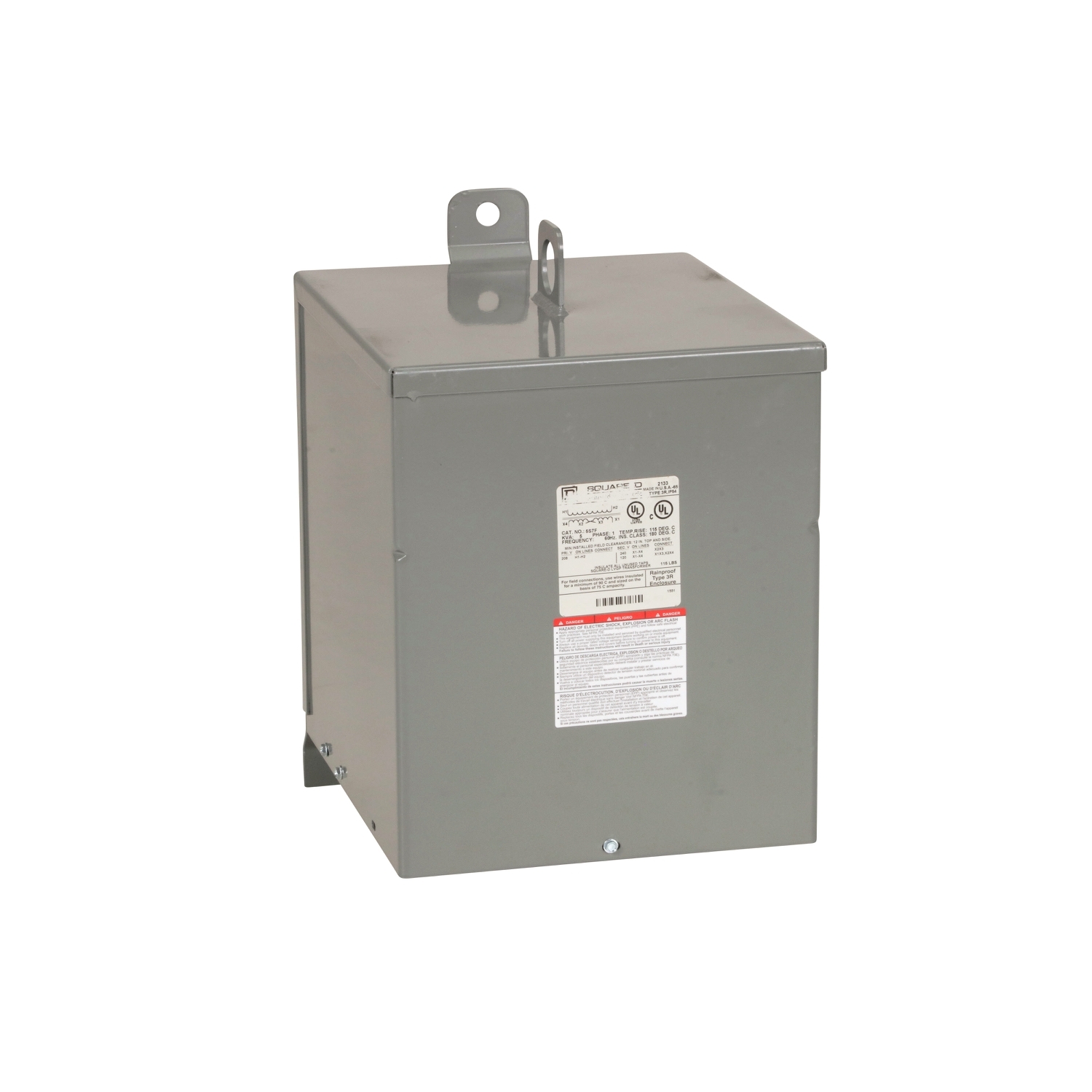 Transformer, dry type, encapsulated, 5kVA, 1 phase, 208V primary, 120/240V secondary, 13B, 115C rise [TAA]