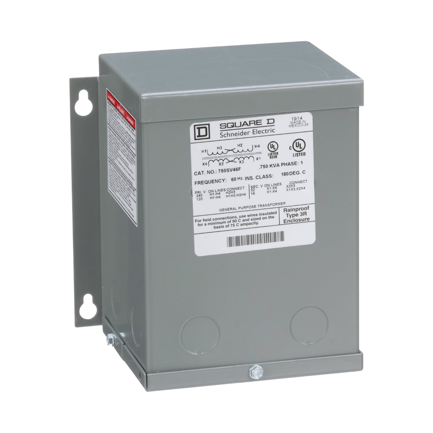 Transformer, buck boost, encapsulated, 0.75kVA, 1 phase, 120x240V primary, 16/32V secondary, NEMA 3R, 115C rise