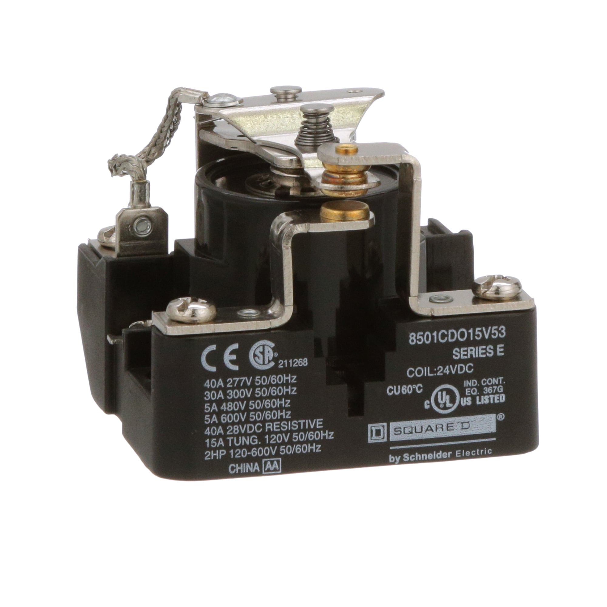 Power Relay, Type C, 2 HP, 30A resistive at 300 VAC, SPDT, 1 normally open and 1 normally closed contact, 24 VDC coil