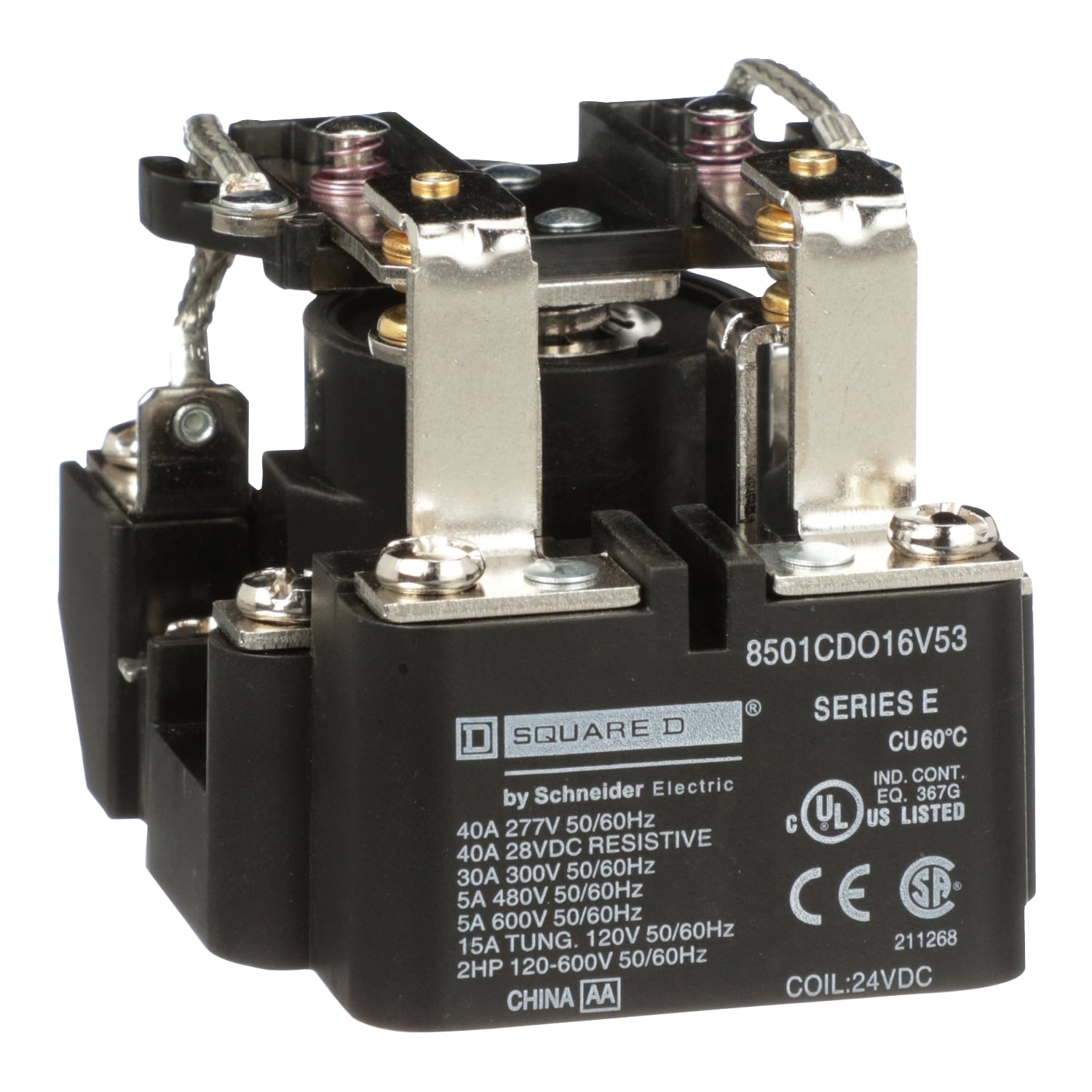 Power Relay, Type C, 2 hp, 30A resistive at 300VAC, DPDT, 2 normally open and 2 normally closed contact, 24VDC coil