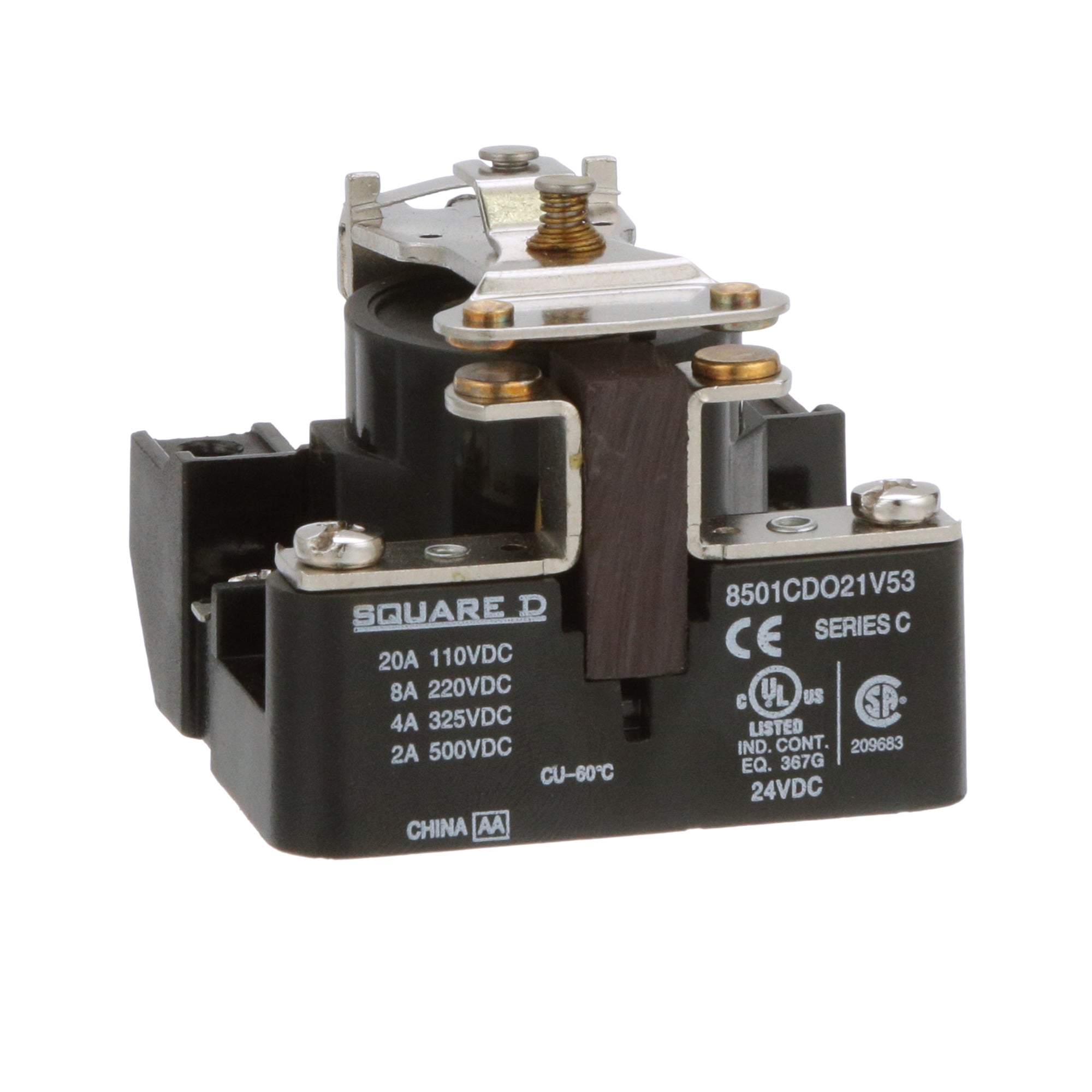 Power Relay, Type C, 20A resistive at 110 VDC, SPST, 1 normally open contact, 24 VDC coil