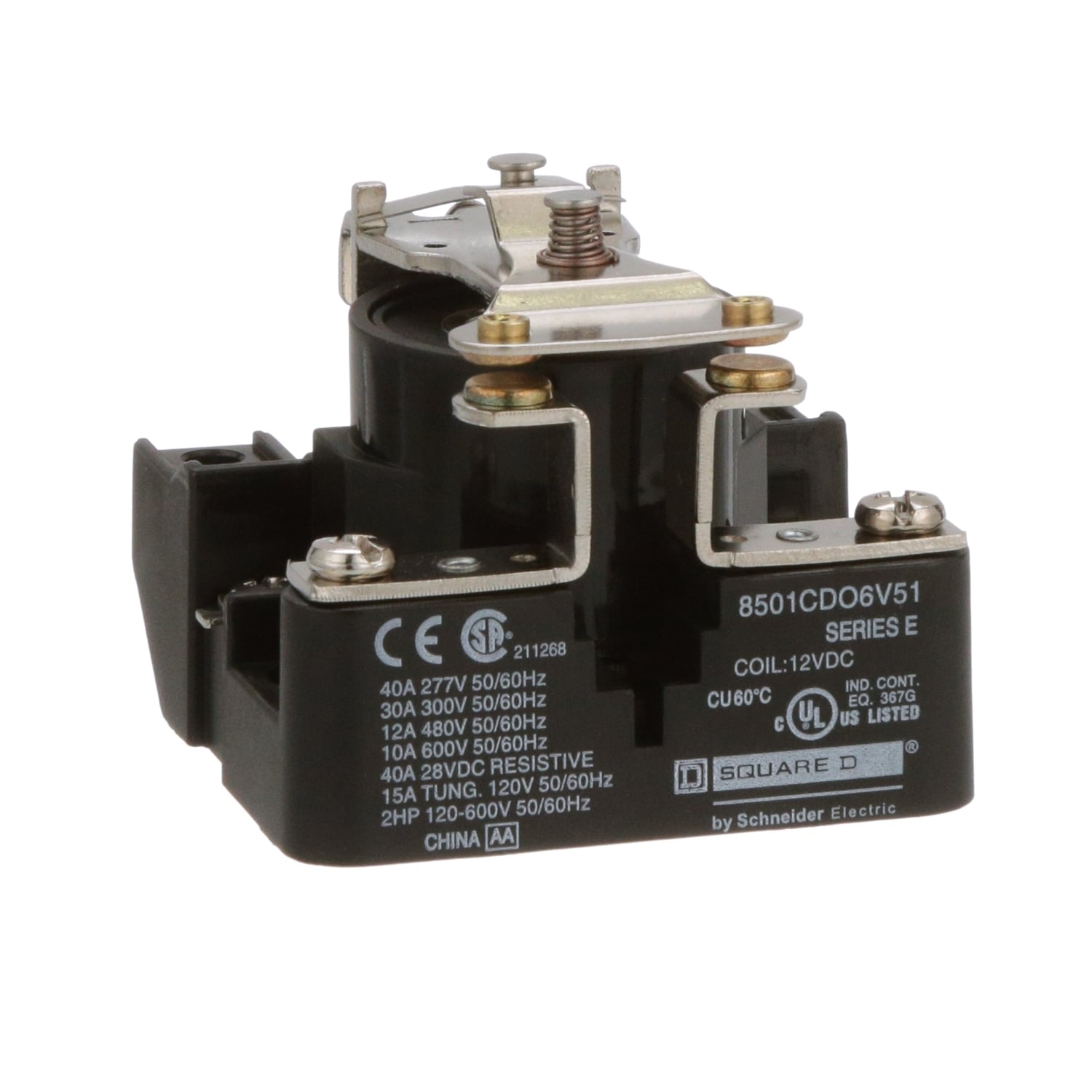 Power Relay, Type C, 2.0 HP, 30A resistive at 300 VAC, SPST, 1 normally open contact, 12 VDC coil