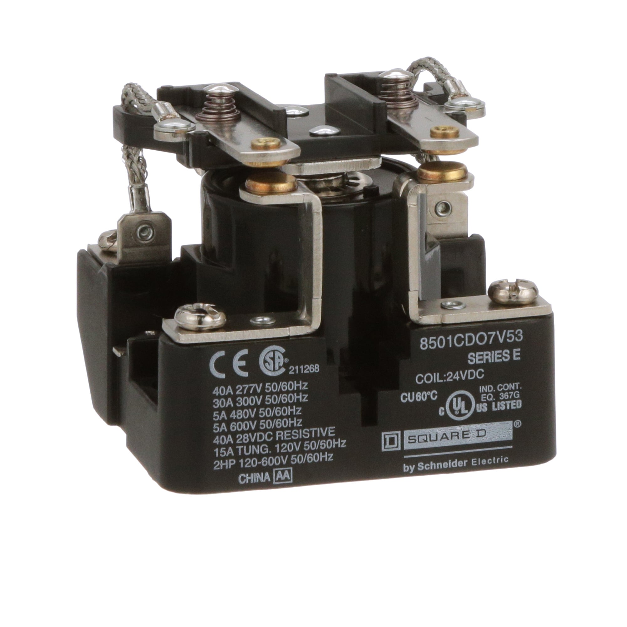 Power Relay, Type C, 2 HP, 30A resistive at 300 VAC, DPST, 2 normally open contacts, 24 VDC coil