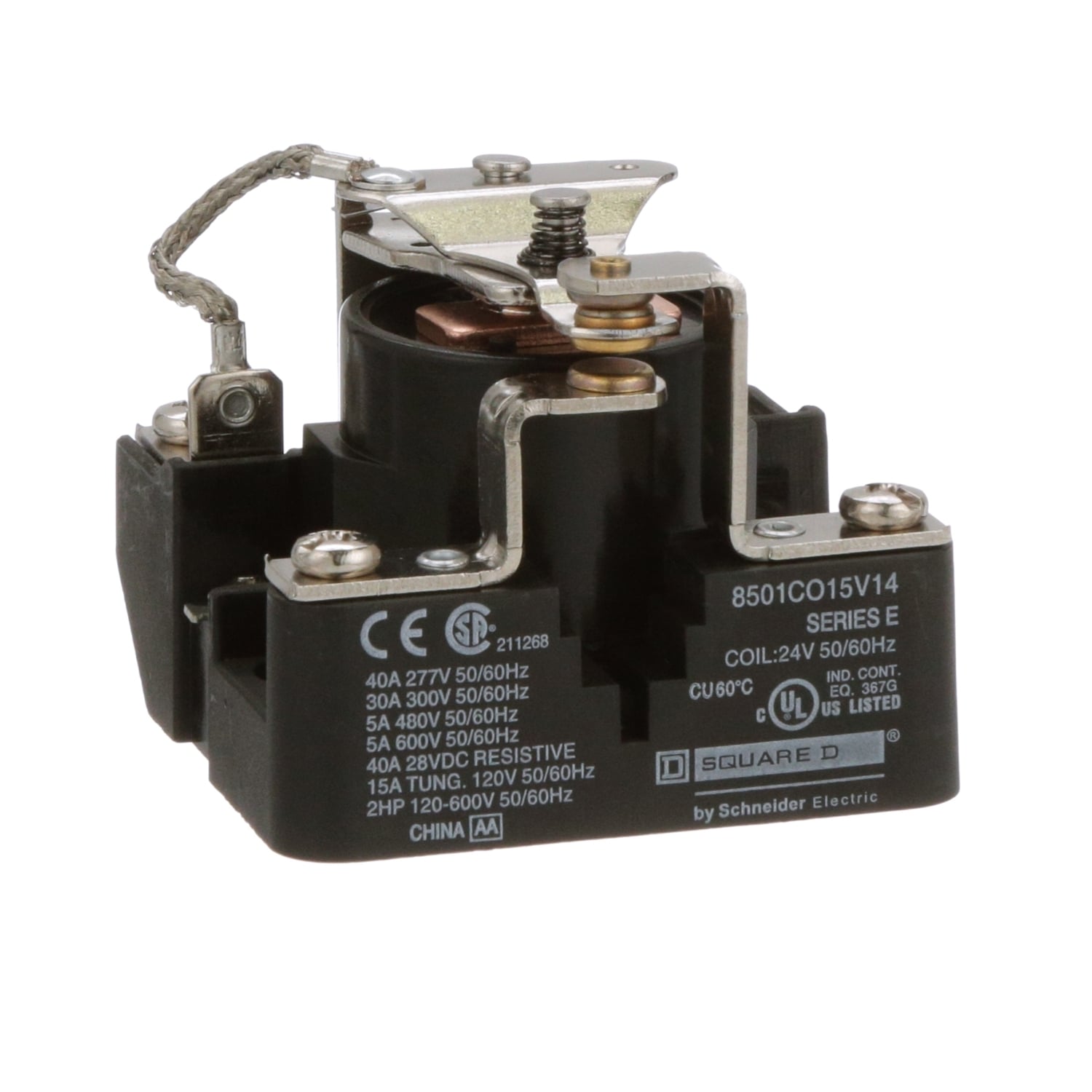 Power Relay, Harmony 8501C, SPDT, coil, screw clamp terminal, 30A, 24V AC, 1NO + 1NC