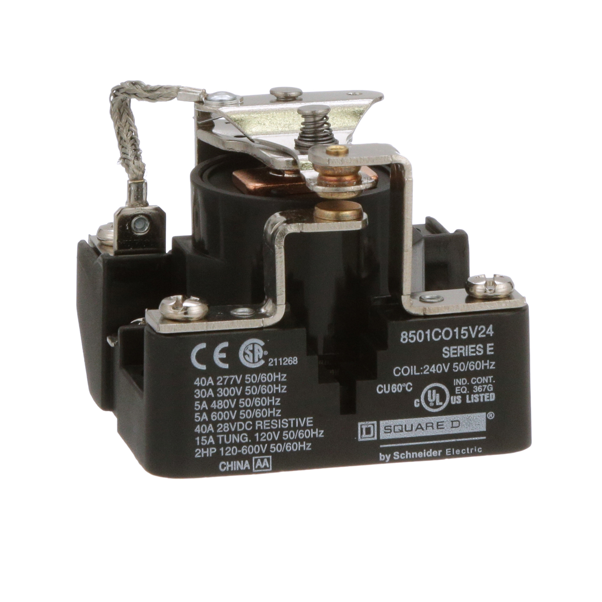 Power Relay, Type C, 2 HP, 30A resistive at 300 VAC, SPDT, 1 normally open and 1 normally closed contact, 240 VAC coil