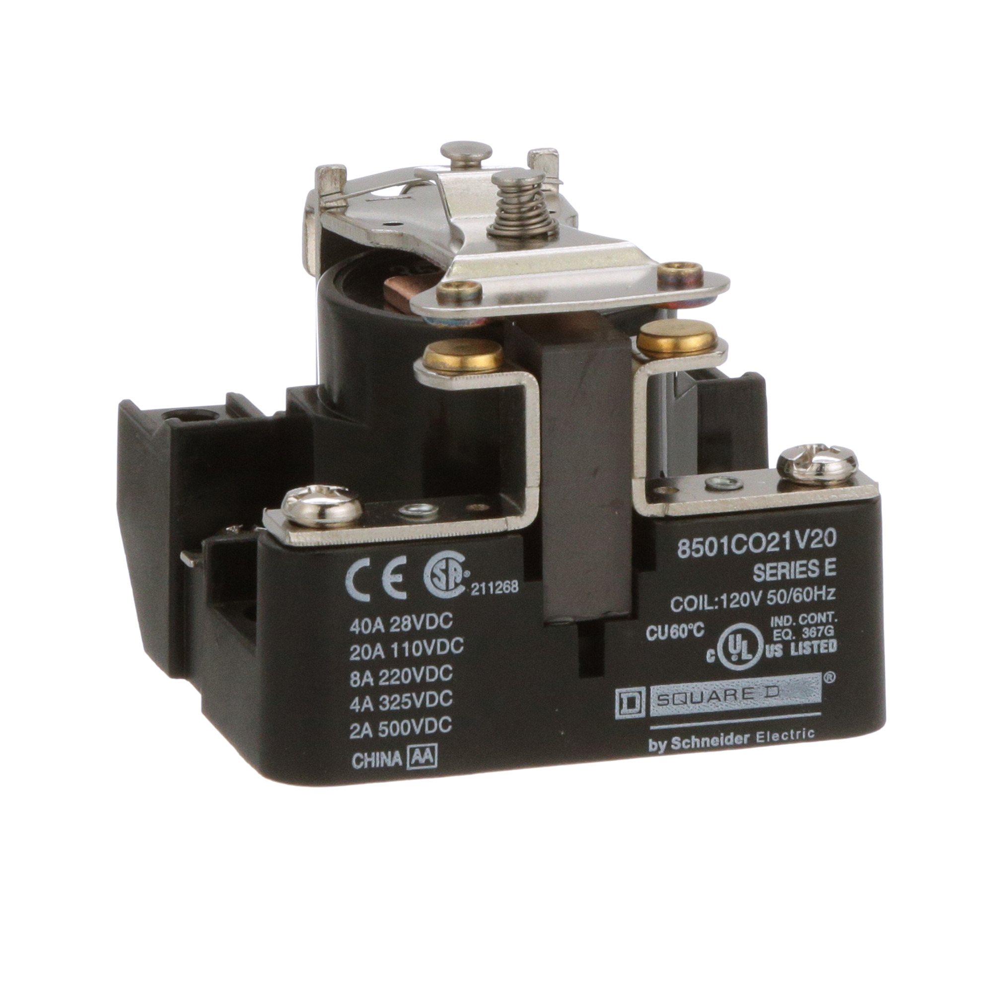 Power Relay, Type C, 20A resistive at 110 VDC, SPST, 1 normally open contact, 120 VAC coil