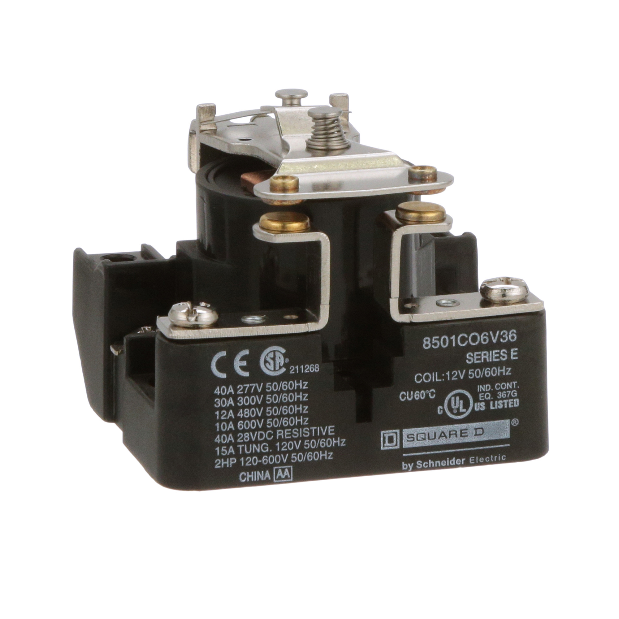 Power Relay, Type C, 2.0 HP, 30A resistive at 300 VAC, SPST, 1 normally open contact, 12 VAC coil