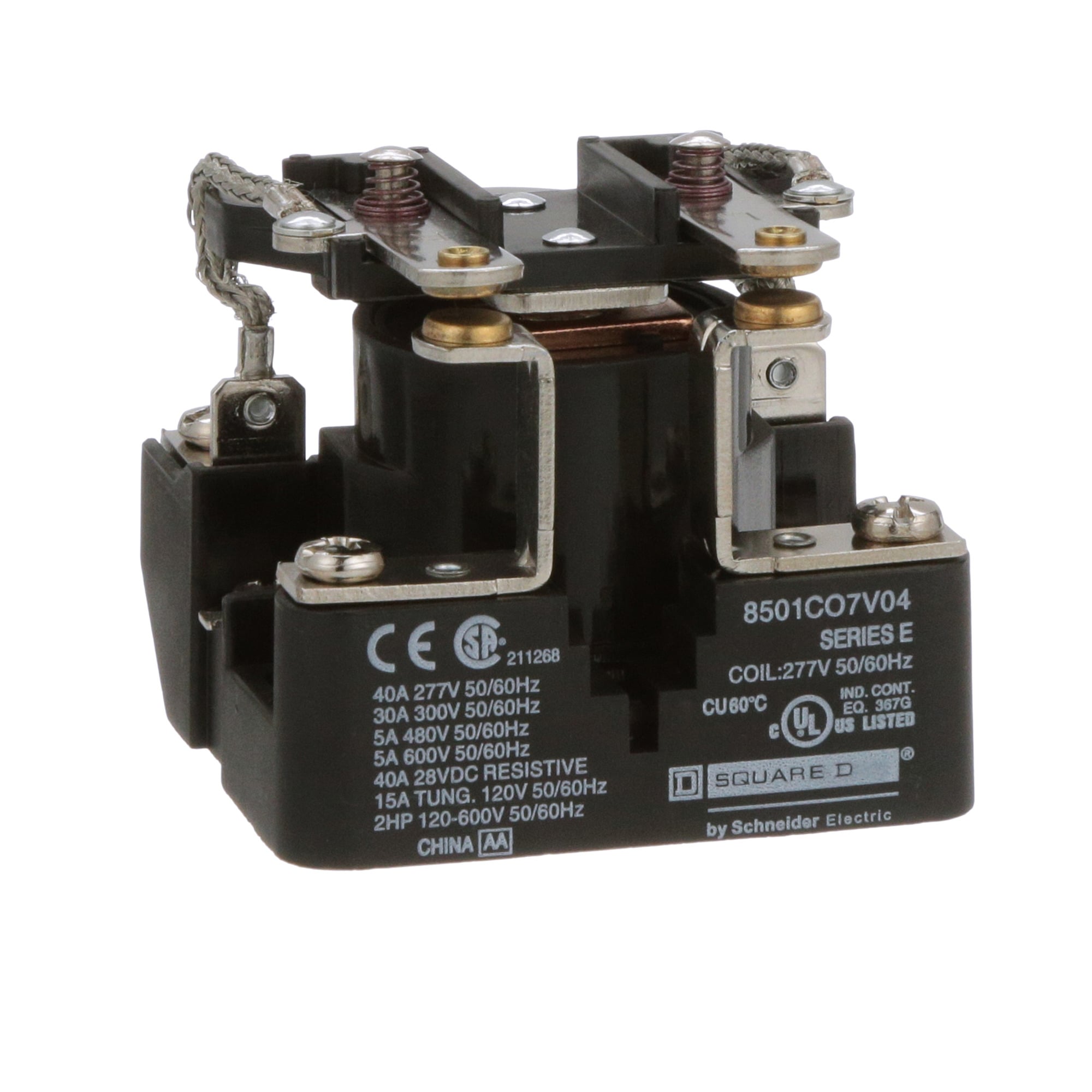 Power Relay, Type C, 1.5 HP, 30A resistive at 300 VAC, DPST, 2 normally open contacts, 277 VAC coil