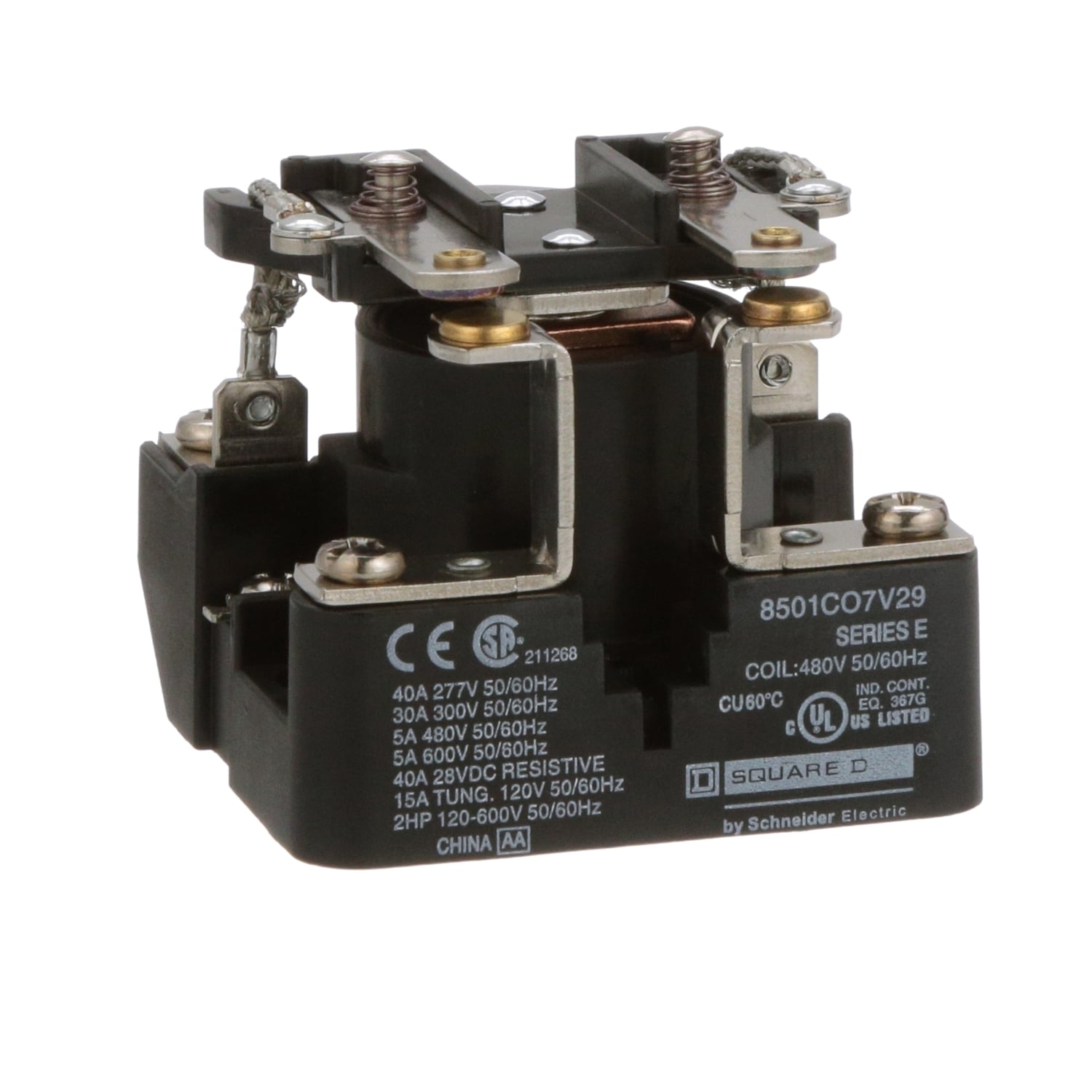 Power Relay, Type C, 2 HP, 30A resistive at 300 VAC, DPST, 2 normally open contacts, 480 VAC coil