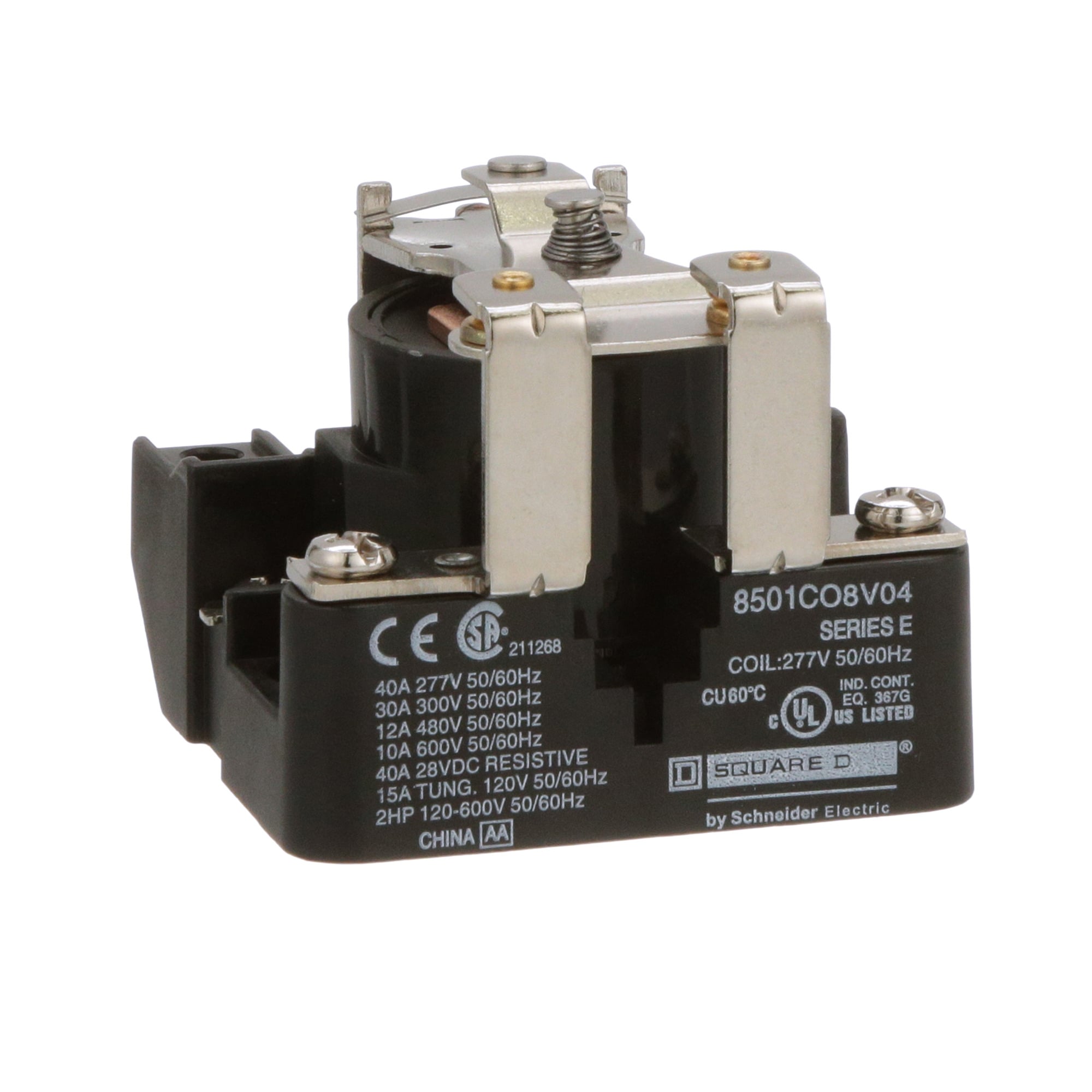 Power Relay, Type C, 2.0 HP, 30A resistive at 300 VAC, SPST, 1 normally closed contact; 277 VAC coil