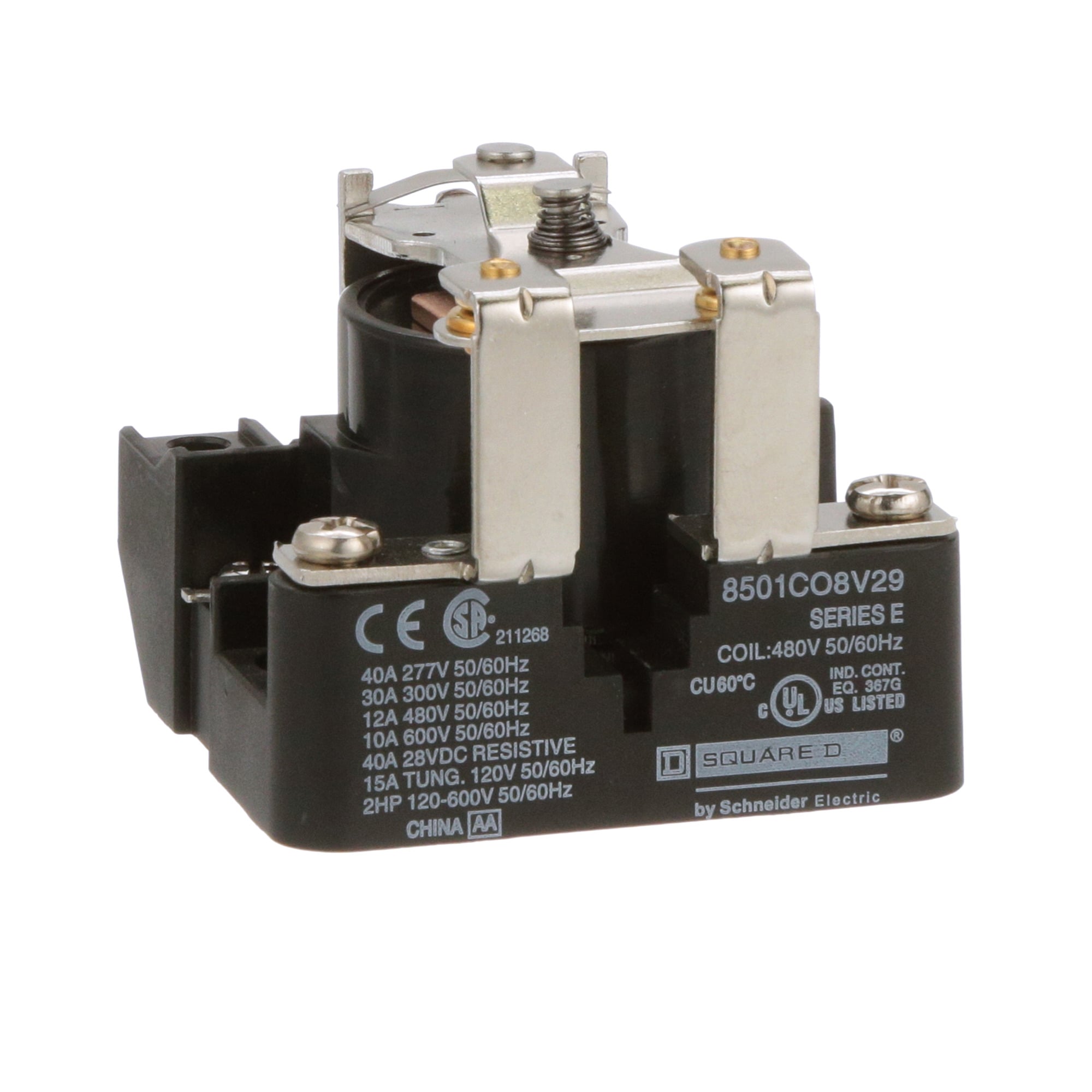 Power Relay, Type C, 2.0 HP, 30A resistive at 300 VAC, SPST, 1 normally closed contact; 480 VAC coil
