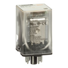 Plug in relay, Type KP, tubular, 1 HP at 277 VAC, 10A resistive at 120 VAC, 8 pin, DPDT, 2 NO, 2 NC, 12 VDC coil, light