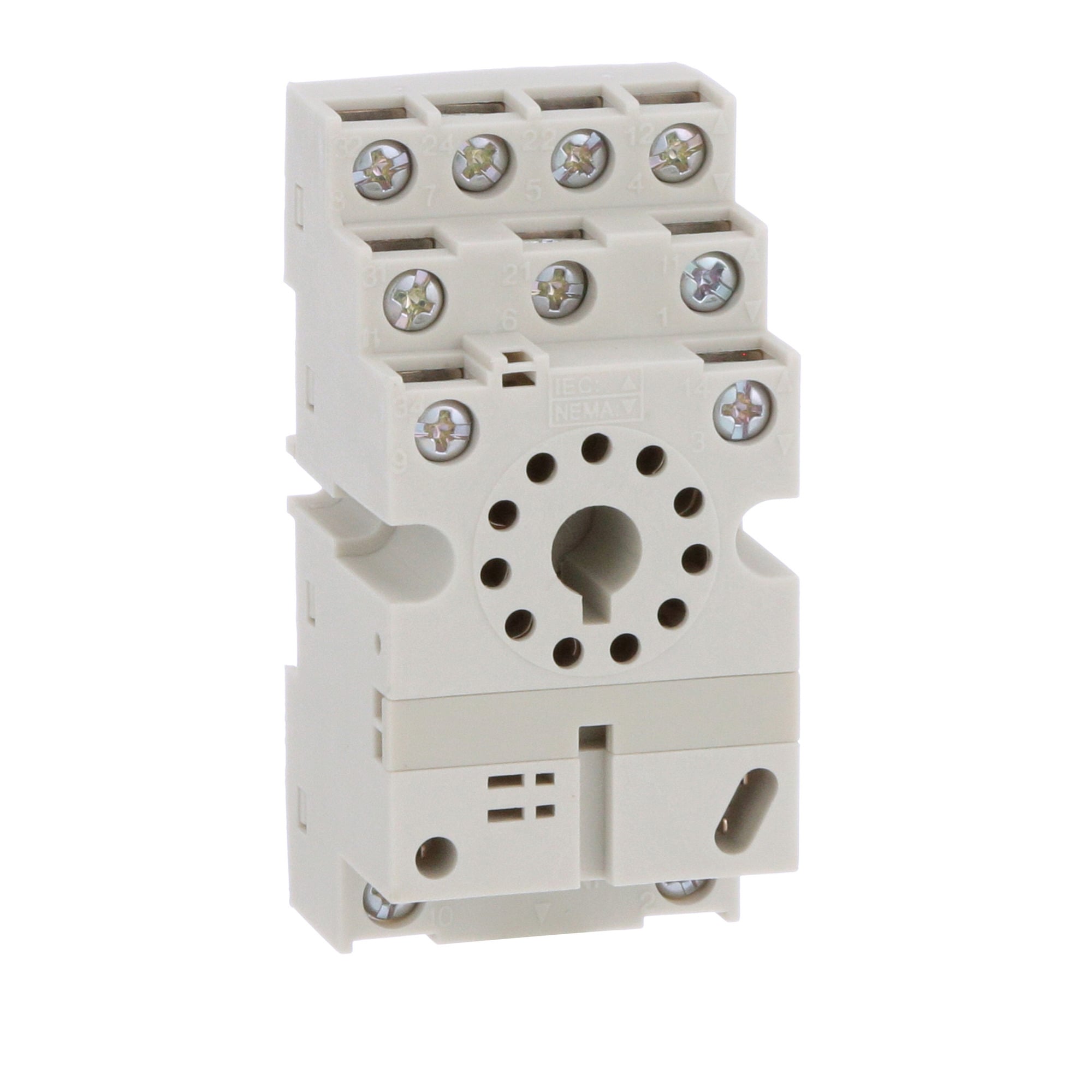 Plug in relay, Type N, relay socket, 11 tubular pin, double tier, for 8510KP relays and 9050JCK timers, bulk packaged