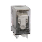 Plug in relay, Type R, miniature, 1 HP at 277 VAC, 15A resistive at 120 VAC, 8 blade, DPDT, 2 NO, 2 NC, 120 VAC coil