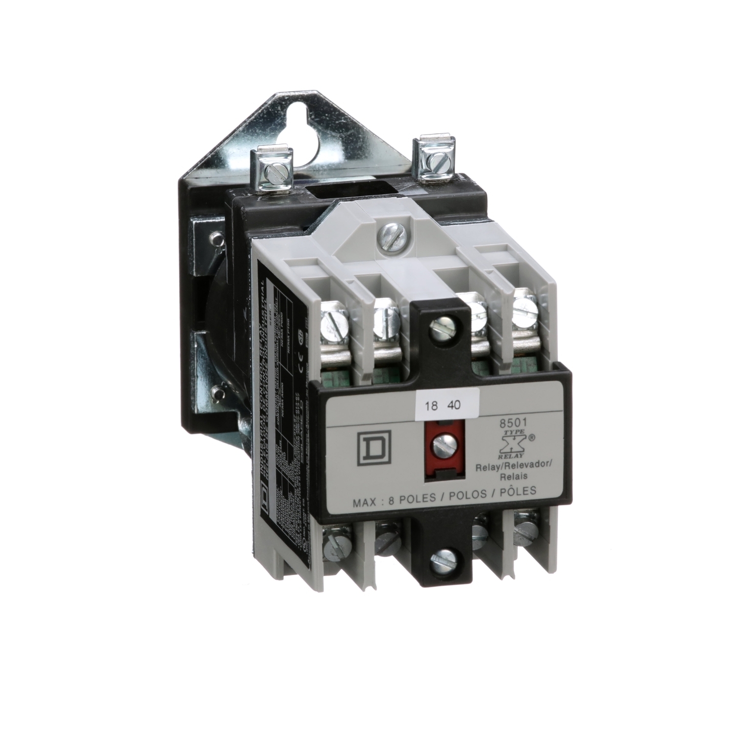 NEMA Control Relay, Type X, machine tool, 10A resistive at 600 VAC, 2 normally open contacts, 24 VDC coil