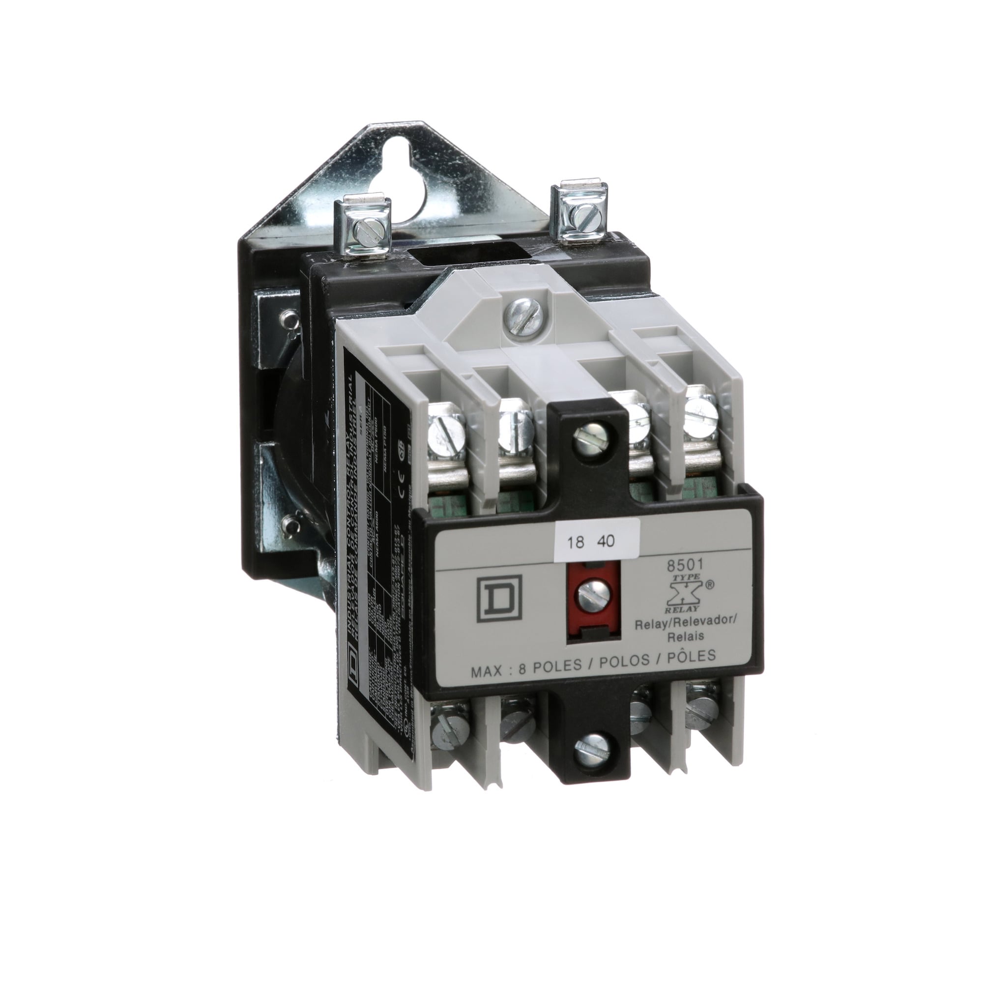 NEMA Control Relay, Type X, machine tool, 10A resistive at 600 VAC, 2 normally open contacts, 230/250 VDC coil