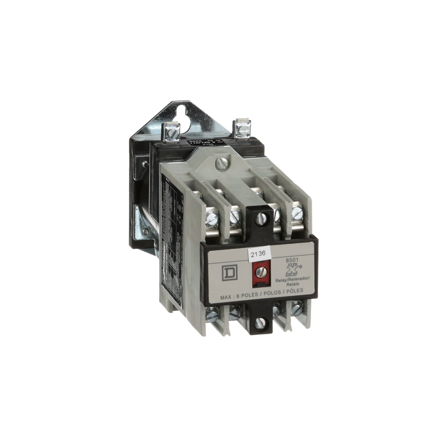 NEMA Control Relay, Type X, machine tool, 10A resistive at 600VAC, 6 normally open contacts, 115/125VDC coil