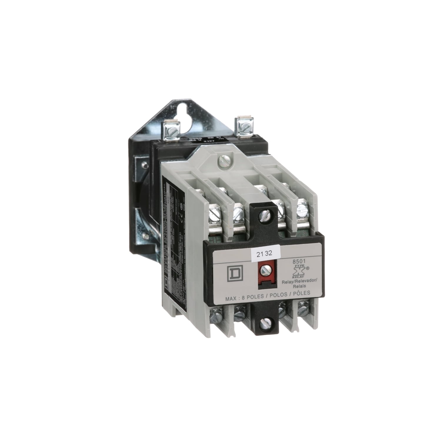 NEMA Control Relay, Type X, machine tool, 10A resistive at 600VAC, 8 normally open contacts, 24VDC coil