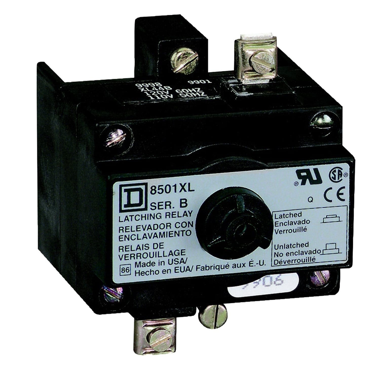 NEMA Control Relay, Type X, mechanical latch attachment, 110/120VAC 50/60Hz coil