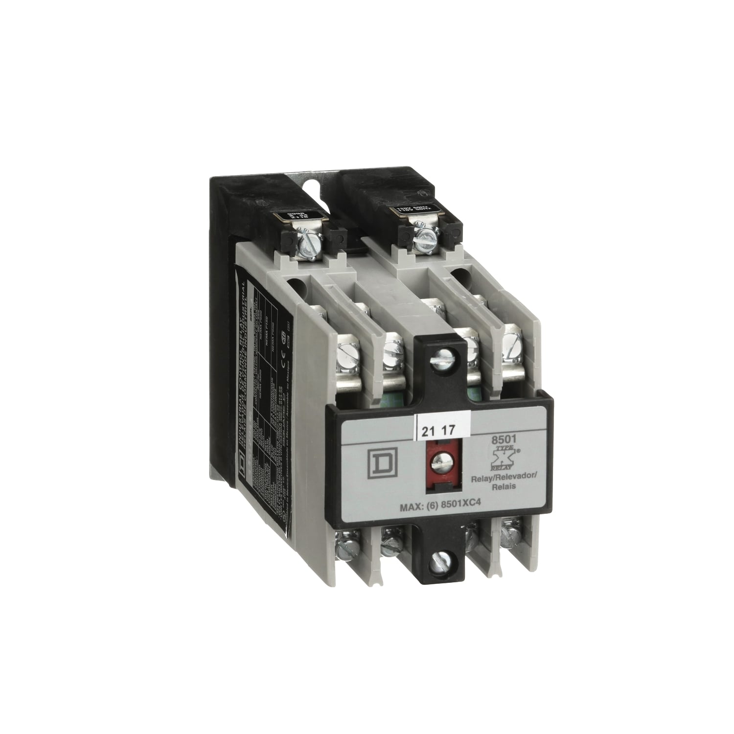 NEMA Control Relay, Type X, master, 10A resistive at 600VAC, 6 normally open contacts, 110/120VAC 50/60Hz coil