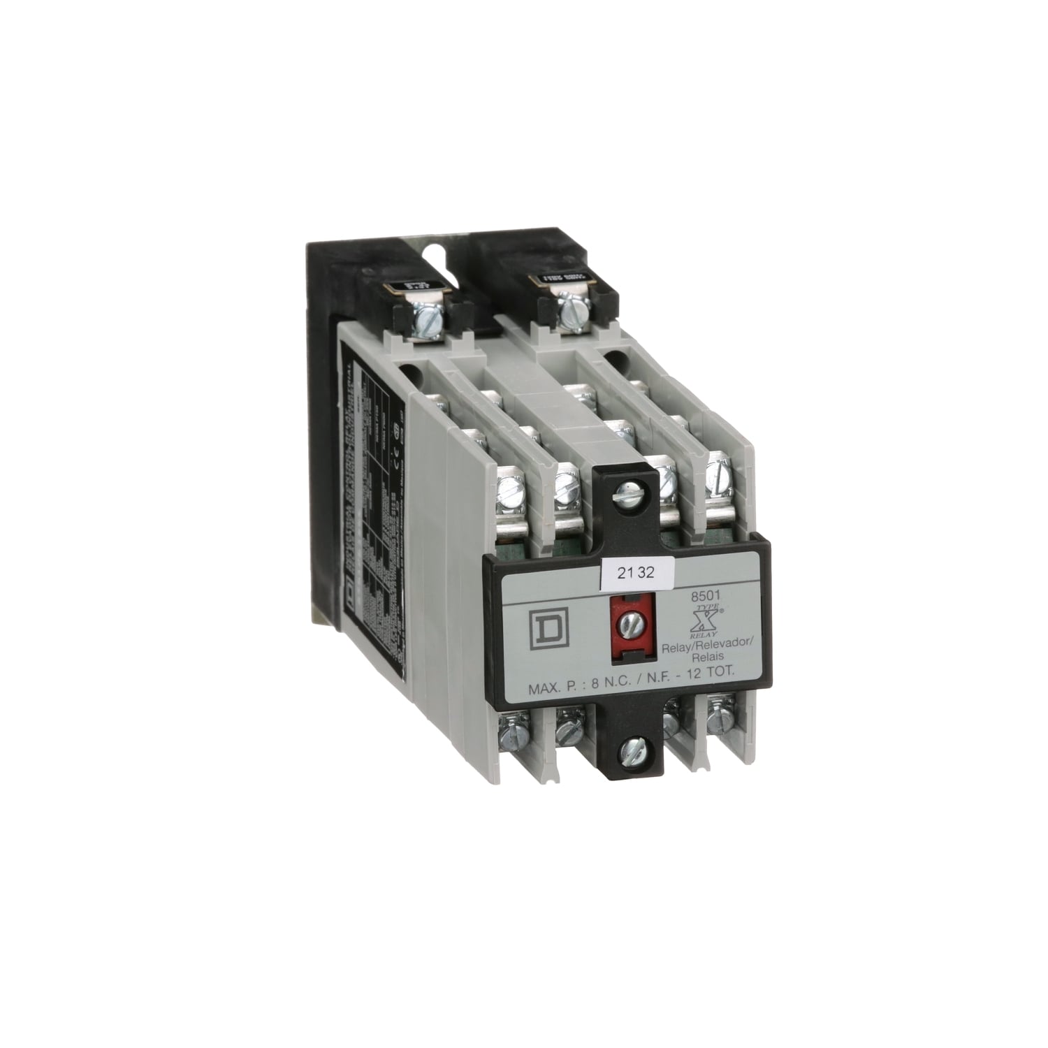 Relay, Harmony 8501X, machine tool, coil, screw clamp terminals, 10A resistive at 600V AC, 110/120V AC 50/60Hz, 12NO