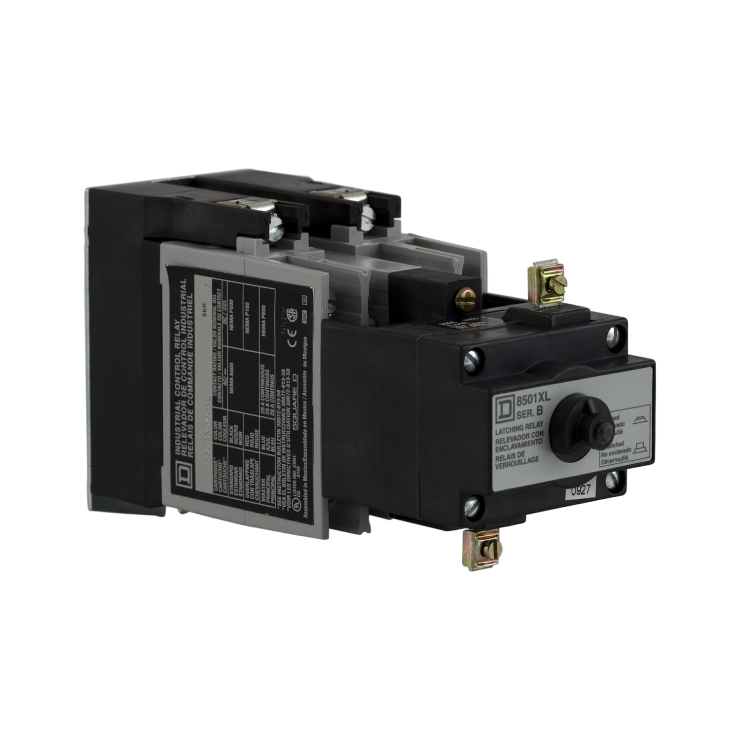 NEMA Control Relay, Type X, latching, 10A resistive at 600 VAC, 4 normally open contacts, 110/120 VAC 50/60 Hz coil