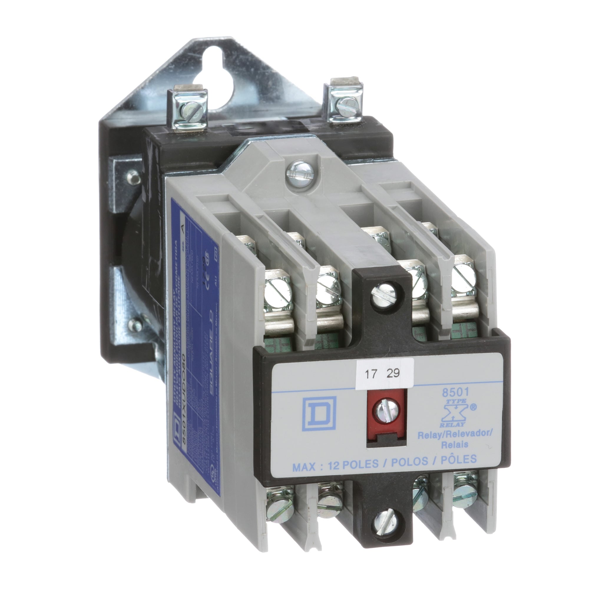 NEMA Control Relay, Type X, utility, 10A resistive at 600 VAC, 8 normally open contacts, 125 VDC coil