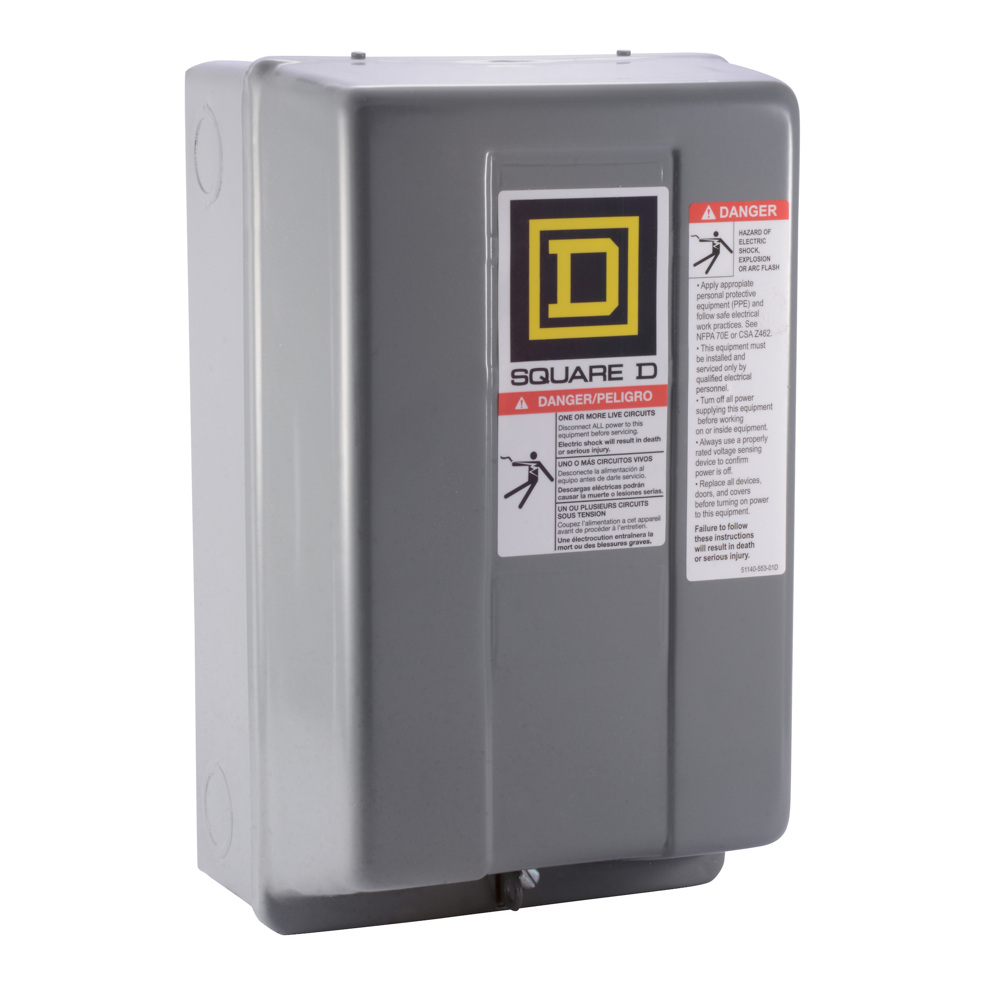 Square D,CONTACTOR 240VAC 27AMP NEMA +OPTIONS,1,1-Phase,120VAC@60Hz - 110VAC@50Hz,2-Pole,8502S,Non-Reversing Contactor,Screw Clamp,UL Listed - CSA Certified,Used to switch heating loads, capacitors, transformer and electric motors where overload protection is provided separately,no indicator