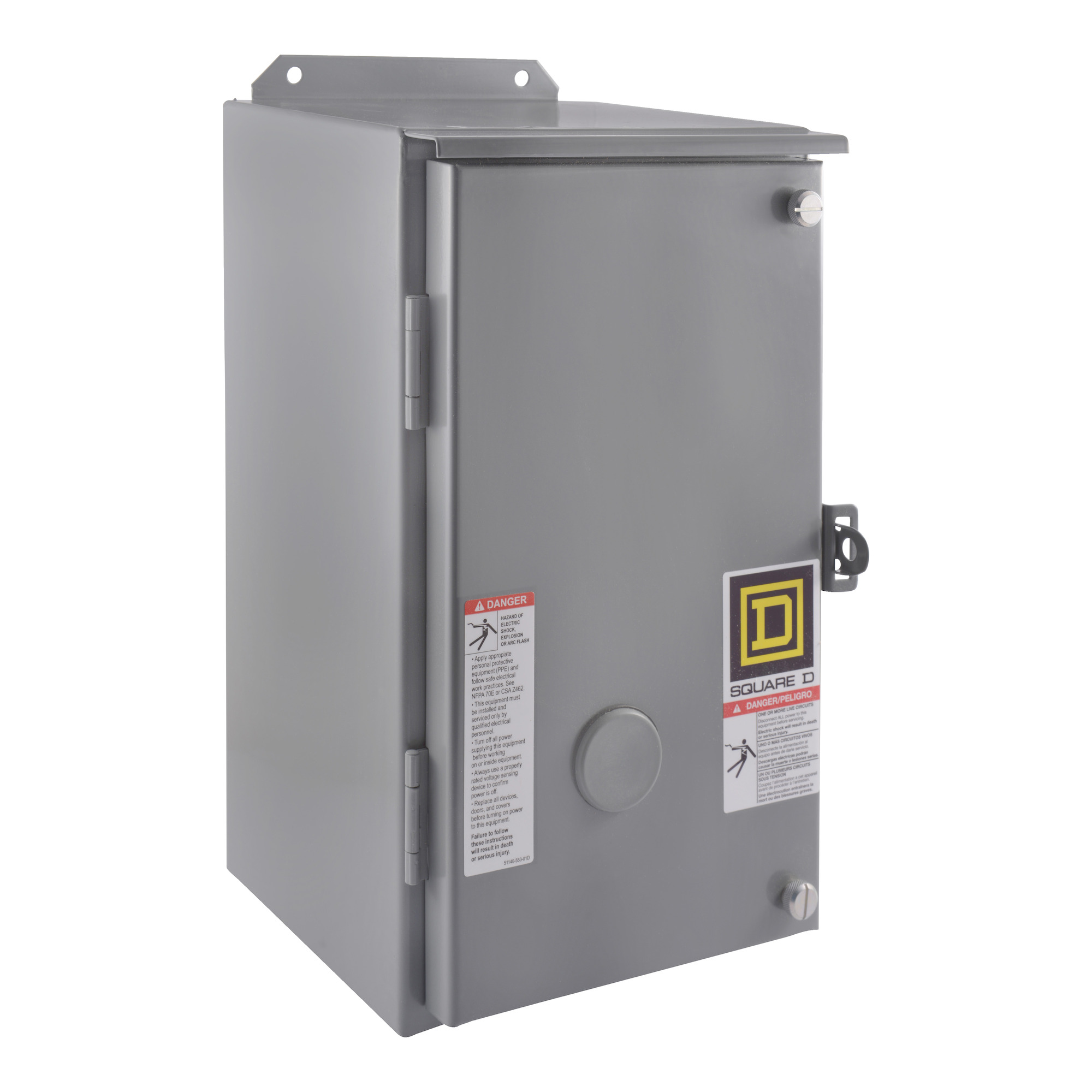 NEMA Contactor, Type S, nonreversing, Size 2, 45A, 25 HP at 575 VAC, 3 phase, up to 100 kA, 3 pole, 120VAC coil, NEMA 12