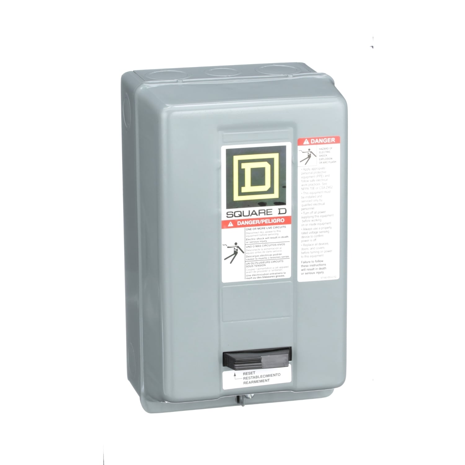NEMA motor starter, Type S, nonreversing, Size 00, 9A, 2HP at 460VAC, 5kA SCCR, 3 phase, 3 pole, melting alloy, 208VAC coil, NEMA 1 [TAA]