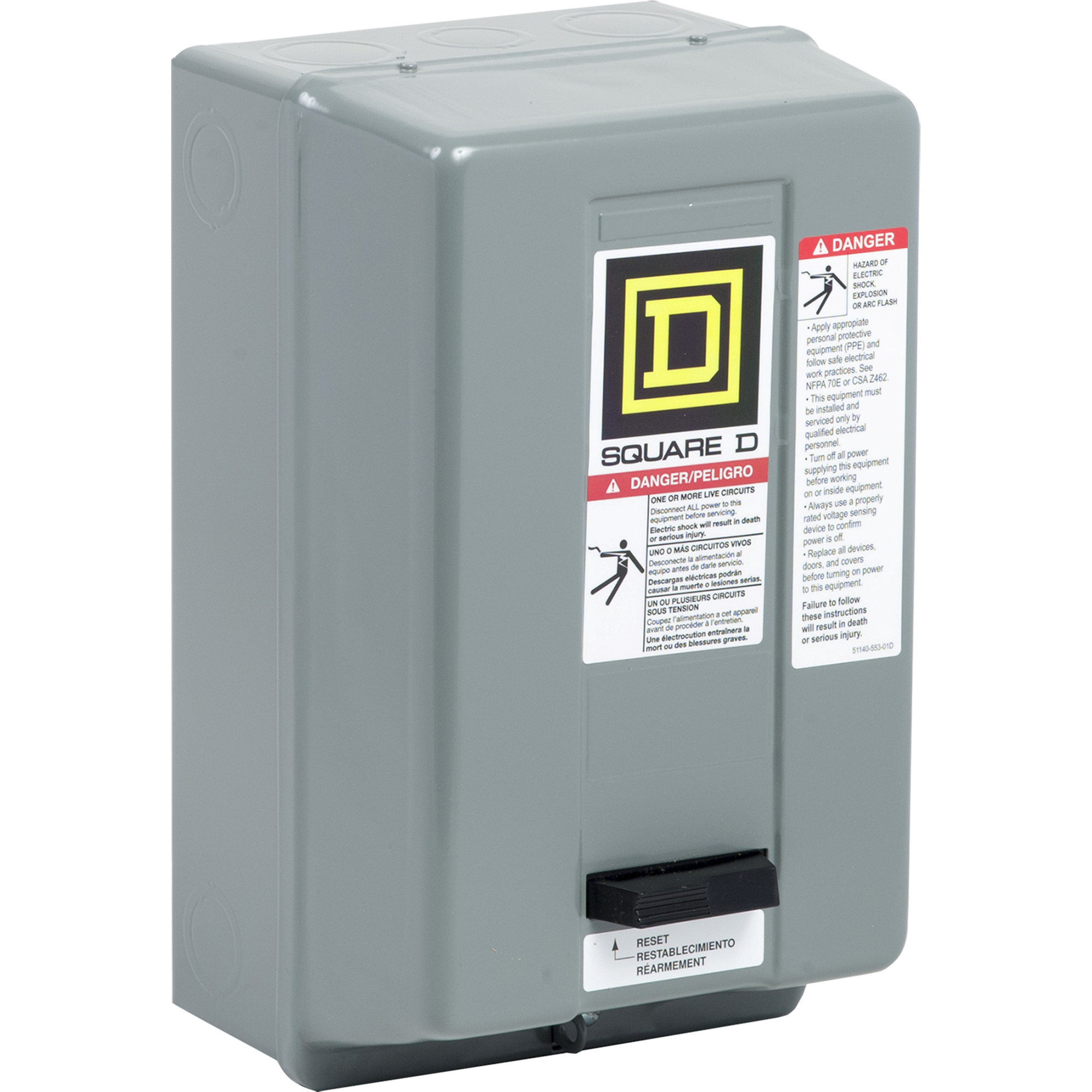 NEMA Motor Starter, Type S, nonreversing, Size 1P, 36A, 5 HP at 230 VAC, 5 kA SCCR, 1 phase, 2 pole, melting alloy, 208 VAC coil, NEMA 1