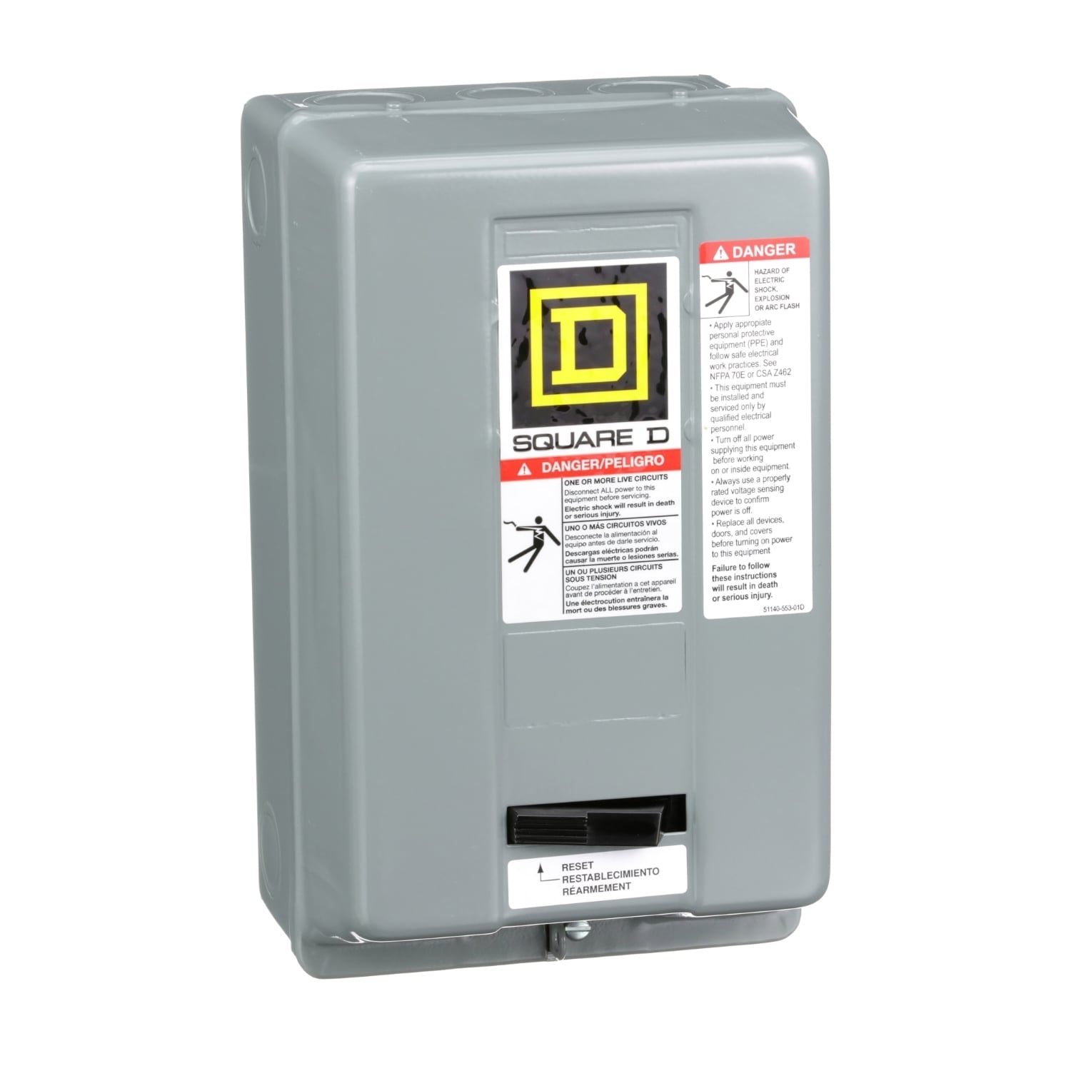 NEMA motor starter, Type S, nonreversing, Size 1, 27A, 10HP at 460VAC, up to 100kA SCCR, 3 phase, 3 pole, Motor Logic, 120VAC coil, NEMA 1 [TAA]
