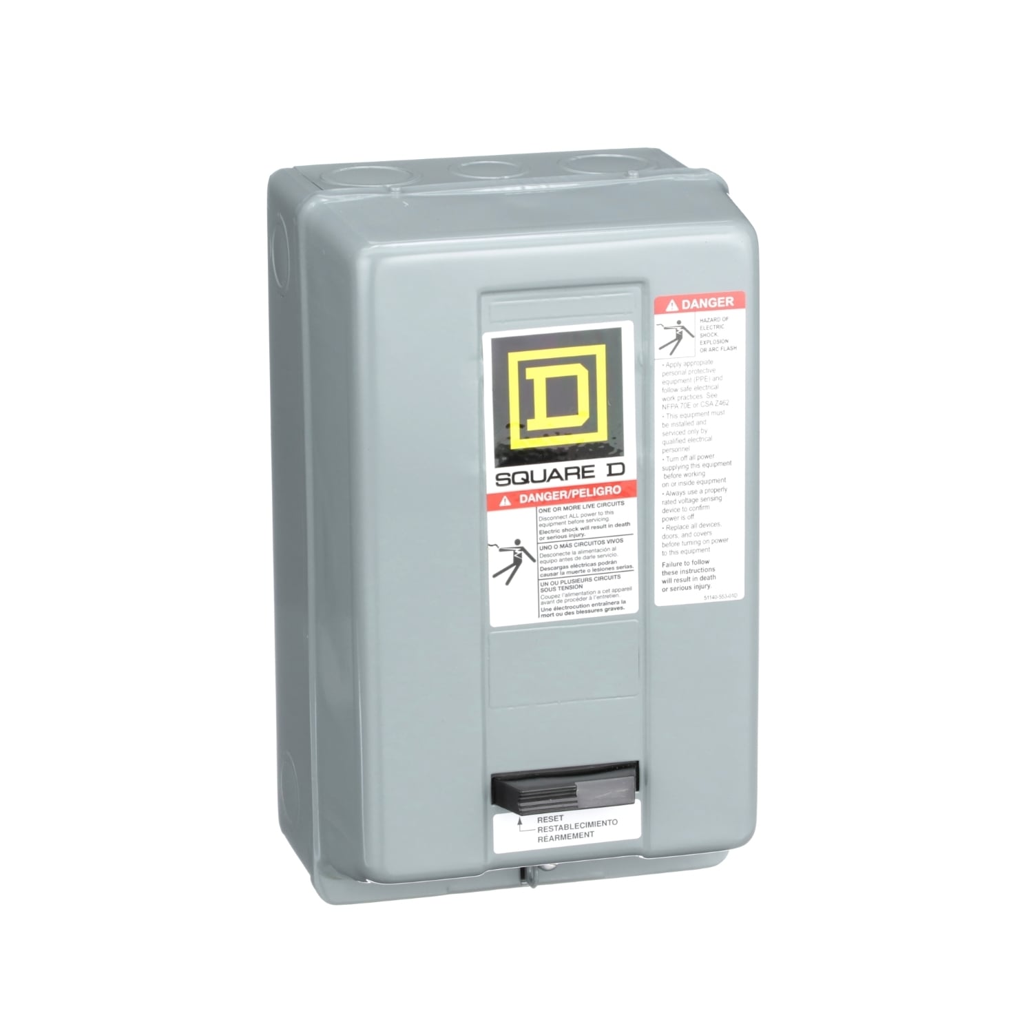 NEMA motor starter, Type S, nonreversing, Size 1, 27A, 10HP at 460VAC, 5kA SCCR, 3 phase, 3 pole, melting alloy, 240VAC coil, NEMA 1 [TAA]