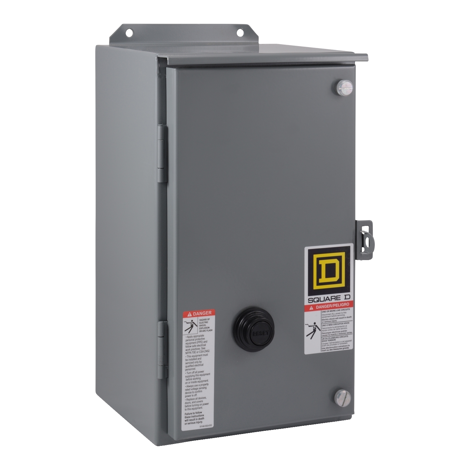NEMA motor starter, Type S, nonreversing, Size 2, 45A, 25HP at 460VAC, 5kA SCCR, 3 phase, 3 pole, melting alloy, 120VAC coil, NEMA 12 [TAA]