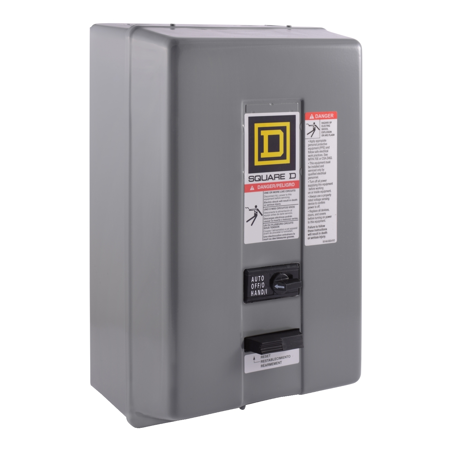 NEMA Motor Starter, Type S, nonreversing, Size 2, 45A, 25 HP at 460 VAC, 5 kA SCCR, 3 phase, 3 pole, melting alloy, 120 VAC coil, NEMA 1