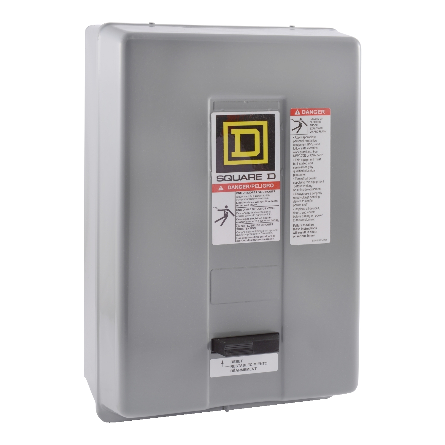 NEMA Motor Starter, Type S, nonreversing, Size 2, 45A, 7.5 HP at 230 VAC, 5 kA SCCR, 1 phase, 2 pole, melting alloy, 120 VAC coil, NEMA 1
