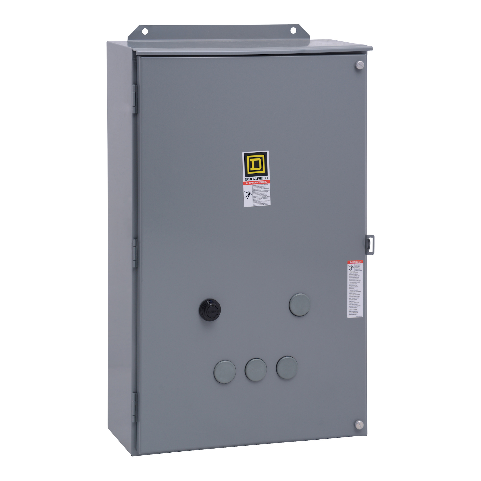 NEMA Motor Starter, Type S, nonreversing, Size 3, 90A, 50 HP at 460 VAC, 5 kA SCCR, 3 phase, 3 pole, melting alloy, 480 VAC coil, NEMA 12