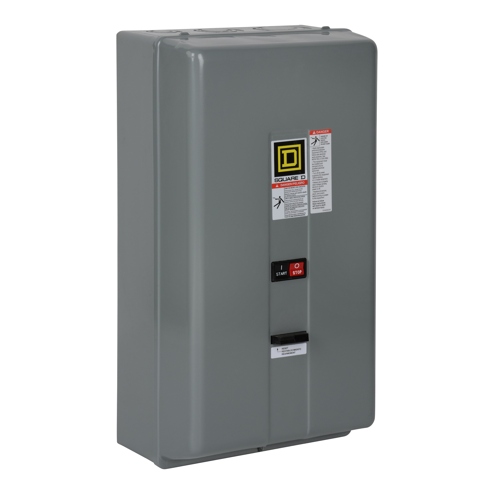 STARTER MOTOR CONTROL <1000VAC,240VAC@60Hz - 220VAC@50Hz,25HP@200VAC - 30HP@230VAC - 50HP@460/575VAC,3,3-Phase,3P,600VAC,90 A,Box Lug,NEMA 1,Non-Reversing Starter,S,UL Listed - CSA Certified,Used for Full-Voltage Starting and Stopping of AC Squirrel Cage Motors,melting alloy 3