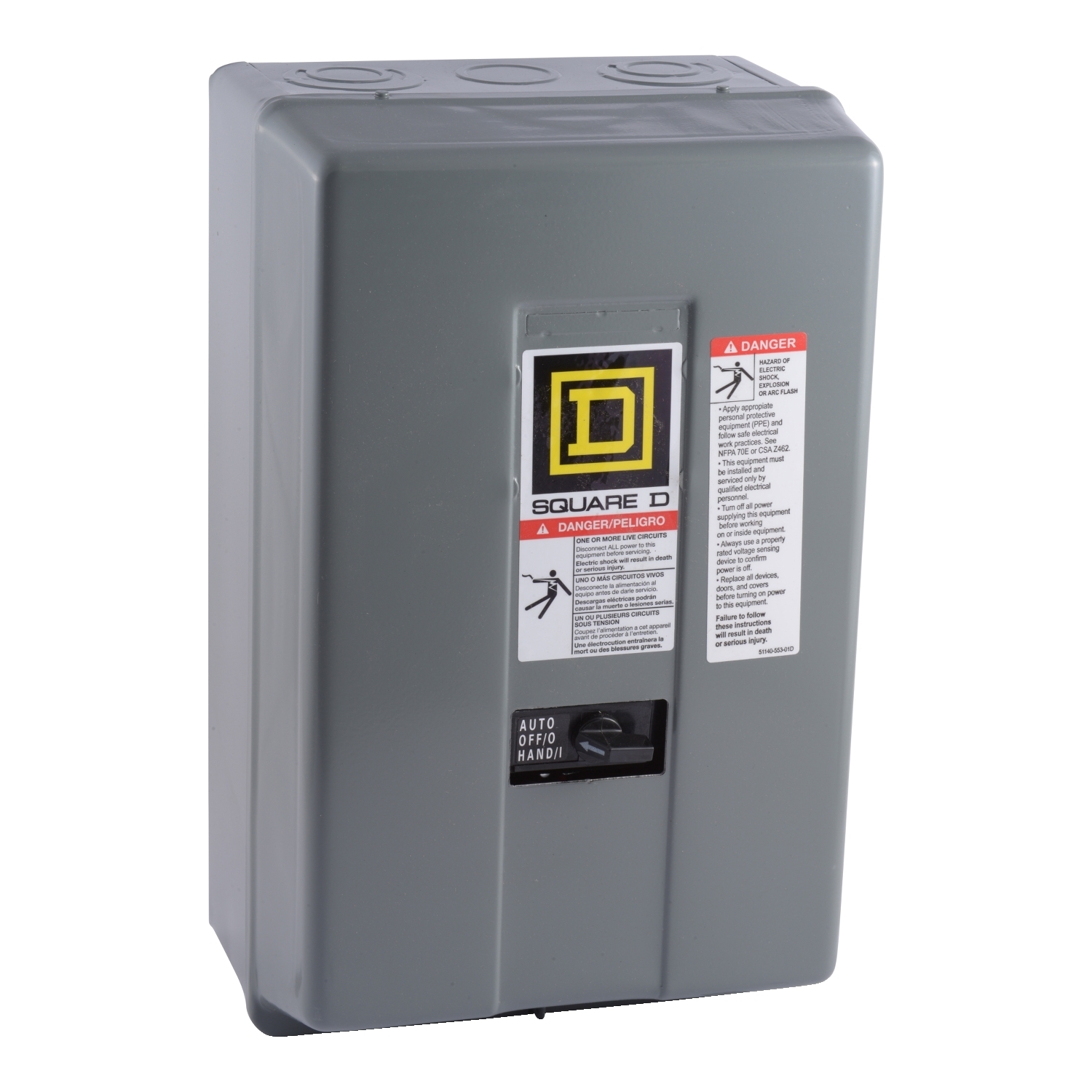 8903L electrically held lighting contactor, 2 P, 2 NO, 30 A, 600 V, 277 V 60 Hz coil, NEMA 1, selector switch