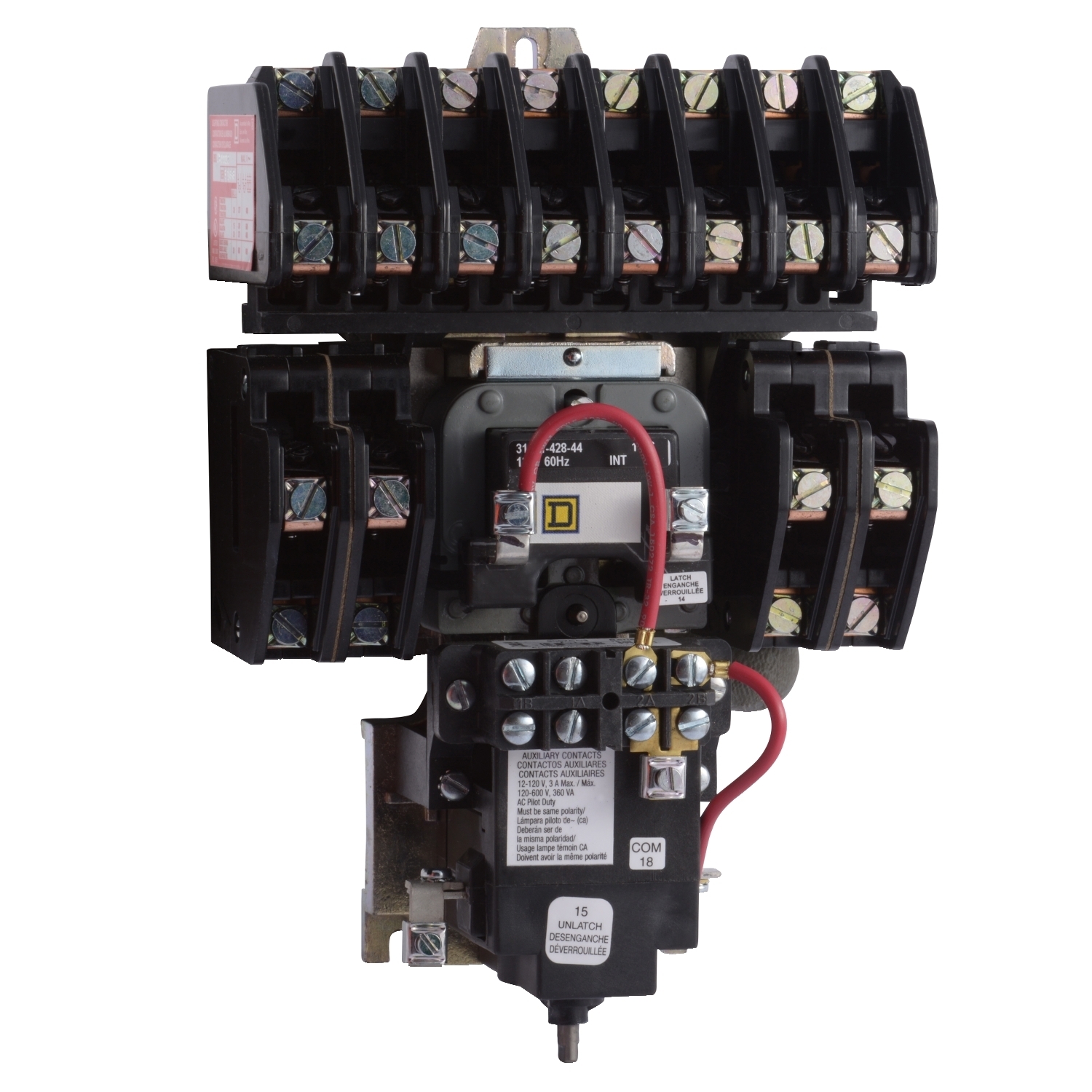 Contactor, Type L, multipole lighting, mechanically held, 30A, 10 pole, 600 V, 277 VAC 60 Hz coil, open style