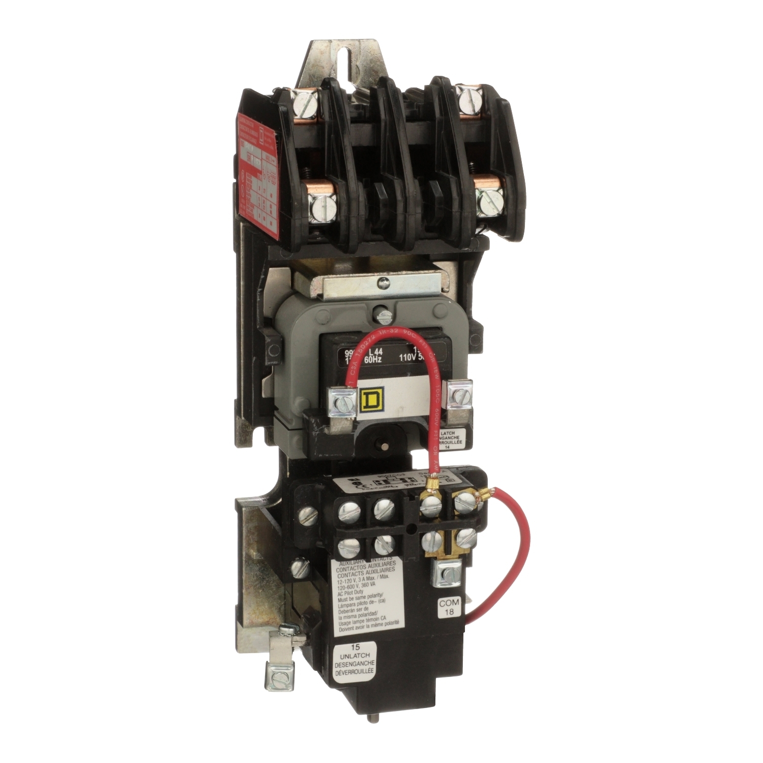 Contactor, Type L, multipole lighting, mechanically held, 30A, 2 pole, 600 V, 110/120 VAC 50/60 Hz coil, open style