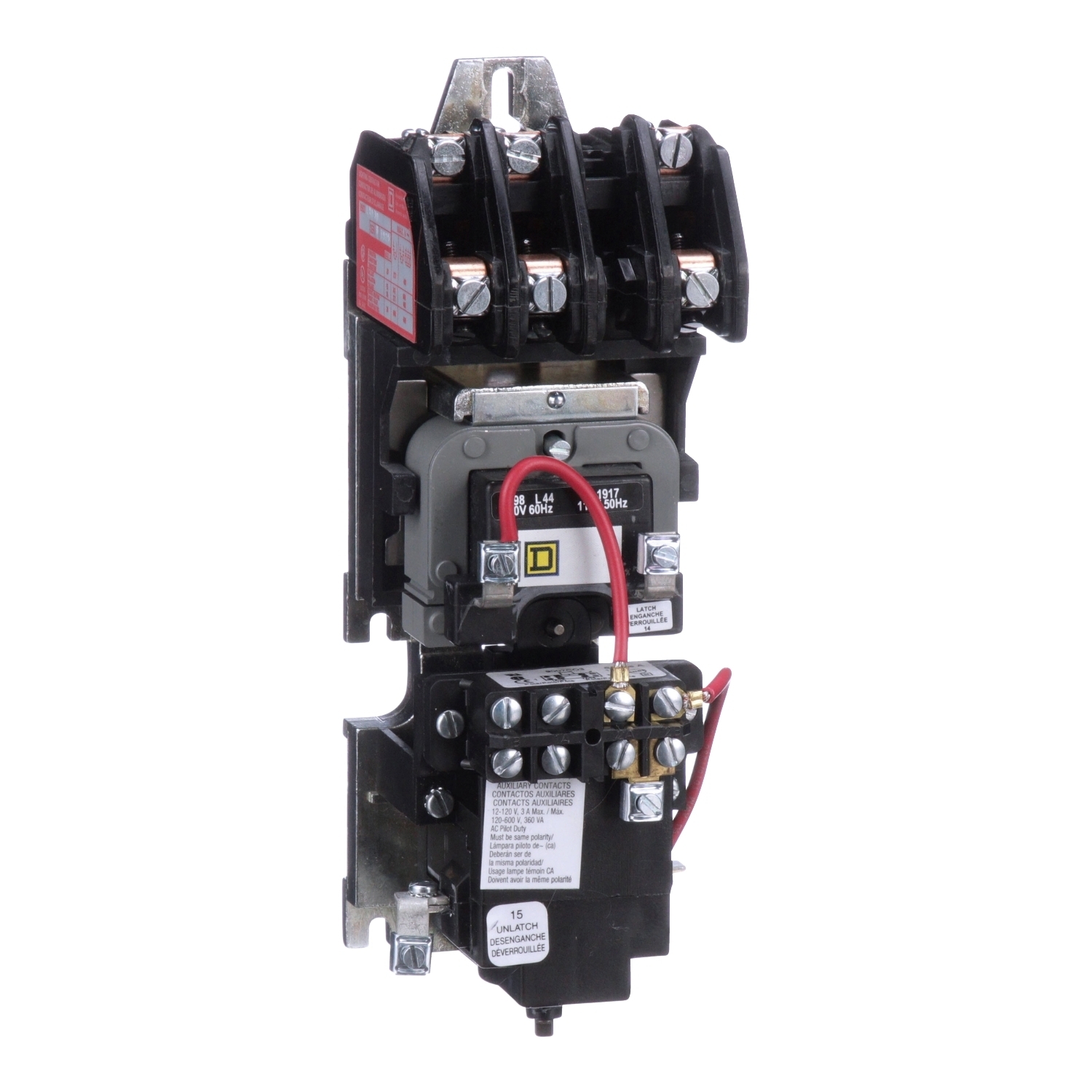 Contactor, Type L, multipole lighting, mechanically held, 30A, 3 pole, 600 V, 110/120 VAC 50/60 Hz coil, open style