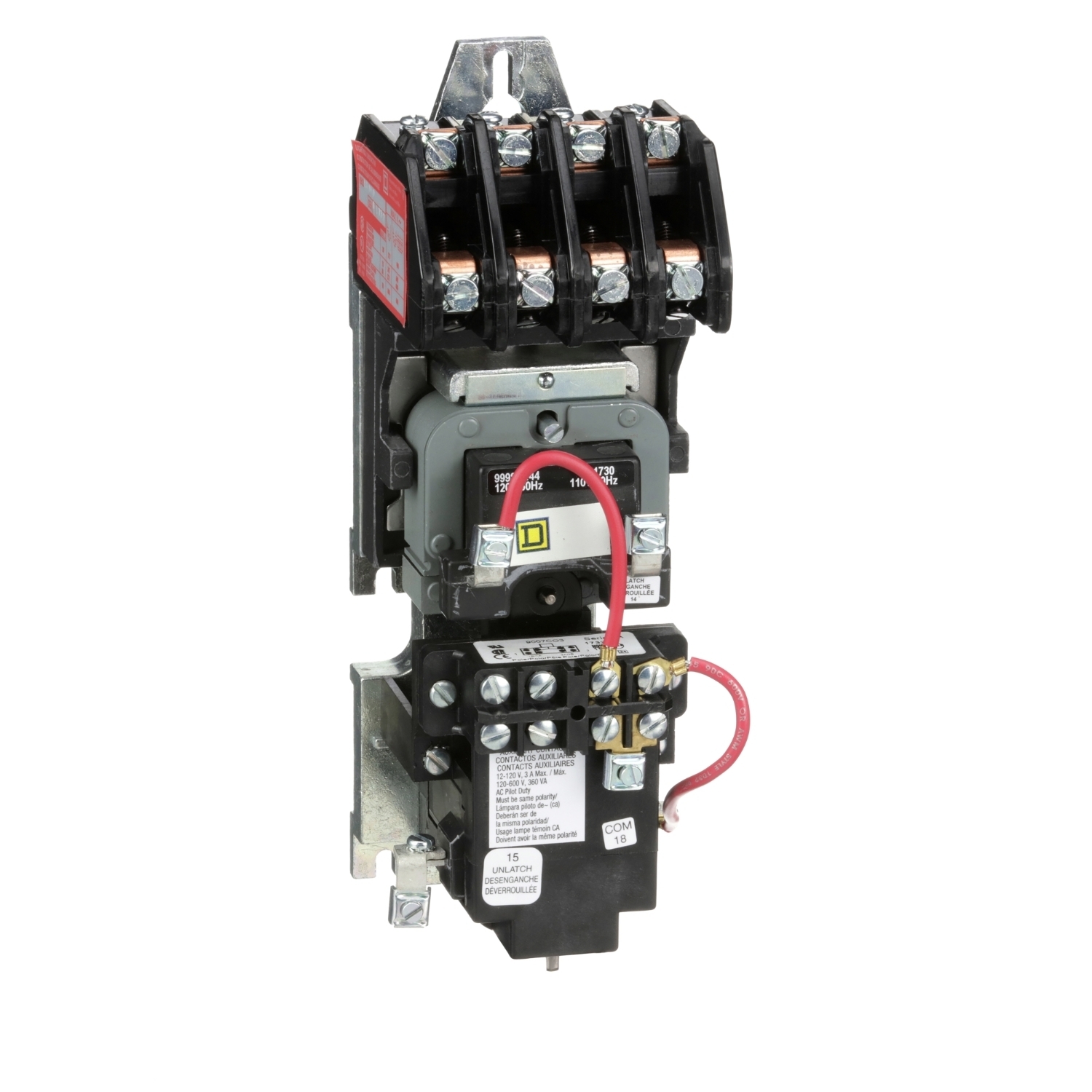 Contactor, Type L, multipole lighting, mechanically held, 30A, 4 pole, 600V, 110/120VAC 50/60Hz coil, open style [TAA]