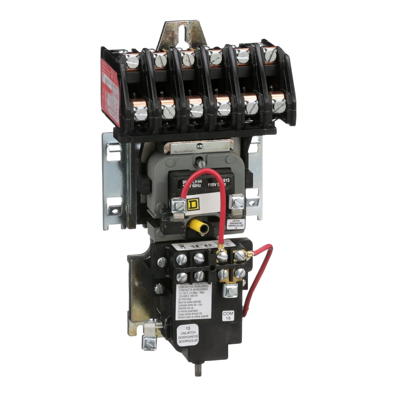 Contactor, Type L, multipole lighting, mechanically held, 30A, 6 pole, 600V, 110/120VAC 50/60Hz coil, open style [TAA]