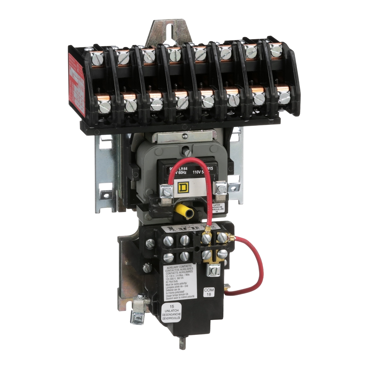 Contactor, Type L, multipole lighting, mechanically held, 30A, 8 pole, 600V, 110/120VAC 50/60Hz coil, open style [TAA]